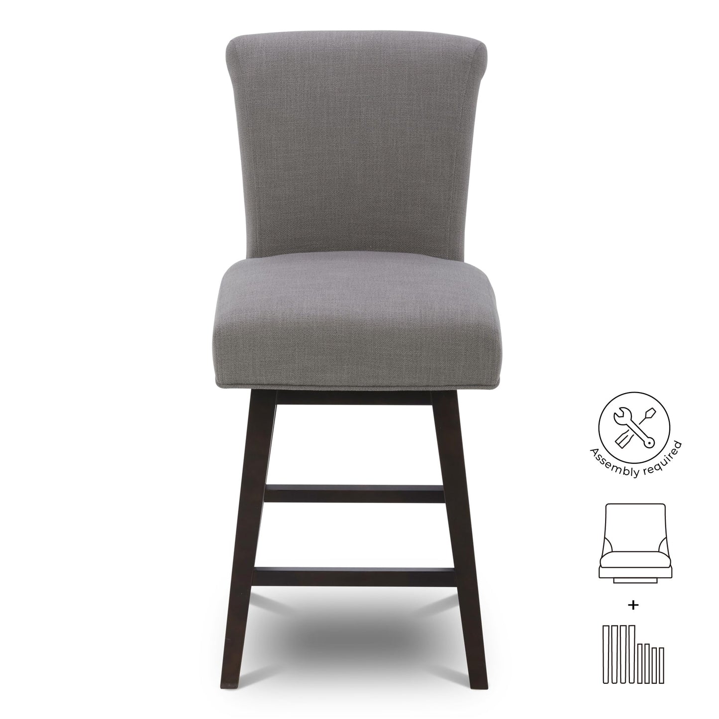 CHITA 30 Inch Counter Height Swivel Bar Stools Set of 2, FSC Certified Modern Upholstered Faux Leather Swivel Barstool Chairs with Back, Black