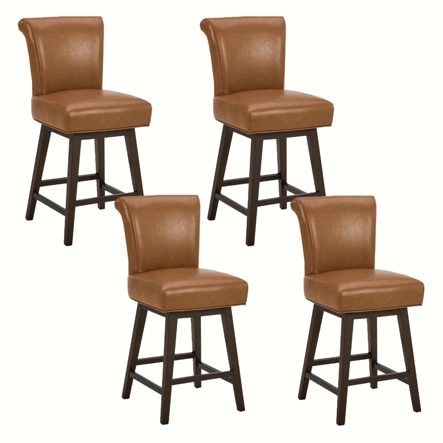 CHITA 30 Inch Counter Height Swivel Bar Stools Set of 2, FSC Certified Modern Upholstered Faux Leather Swivel Barstool Chairs with Back, Black
