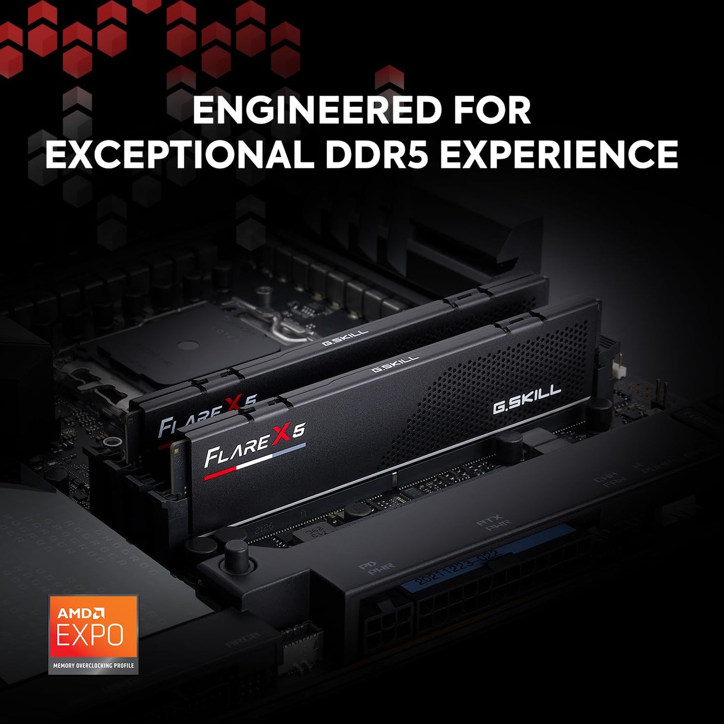 G.SKILL Flare X5 Series DDR5 RAM (AMD Expo & Intel XMP 3.0) 32GB (2x16GB) 6000MT/s CL36-36-36-96 1.35V Desktop Computer Memory U-DIMM - Matte Black (F5-6000J3636F16GX2-FX5)