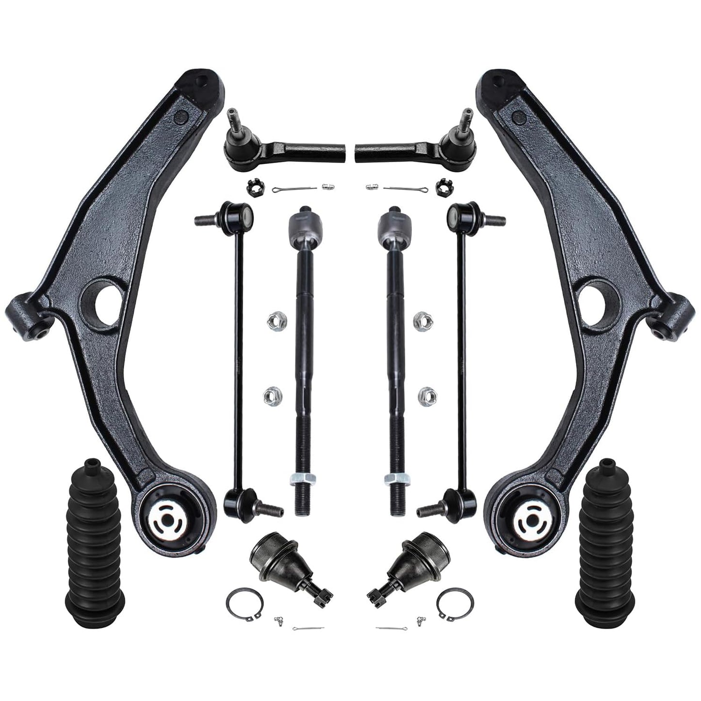 Detroit Axle - 12pc Front End Kit for 07-13 Chevy Silverado 1500 GMC Sierra | Suburban Yukon XL 1500 Tahoe Escalade ESV EXT, 2 Upper Control Arms 2 Sway Bars 4 Tie Rods 2 Lower Ball Joints 2 Boots