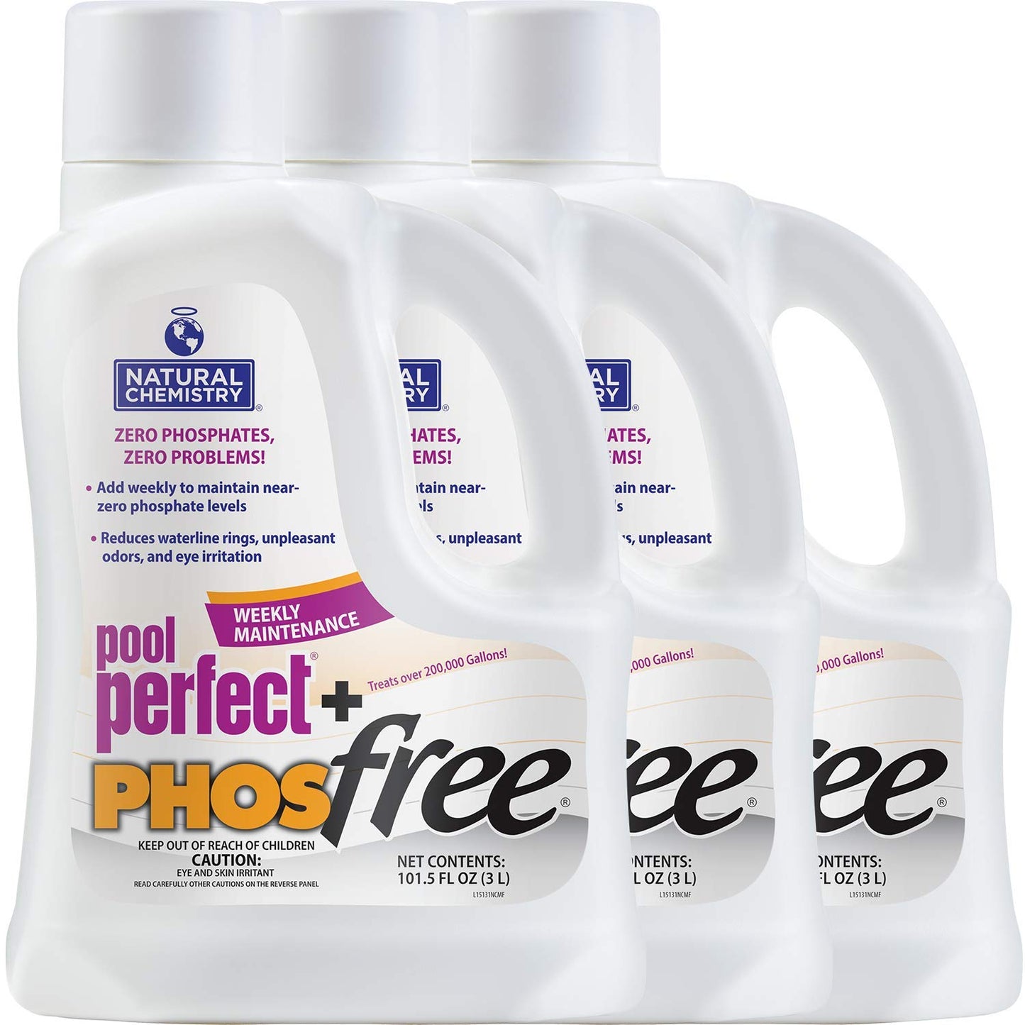 Natural Chemistry Pool Perfect + Phosfree, 3 Liter, Single Pack | Phosphate Remover, Reduces Waterline Rings, Unpleasant Odors & Eye Irritation