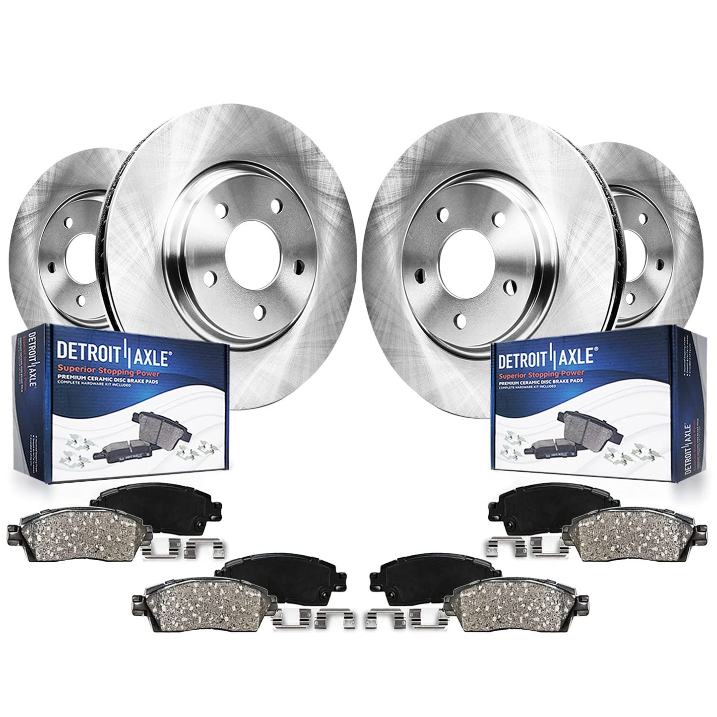 Detroit Axle - Brake Kit for 07-11 Toyota Camry 08-12 Avalon 07-12 Lexus ES350 Replacement 2008 2009 2010 2011, 11.65" inch Front and 11.06" inch Rear Disc Brake Rotors and Ceramic Brakes Pads