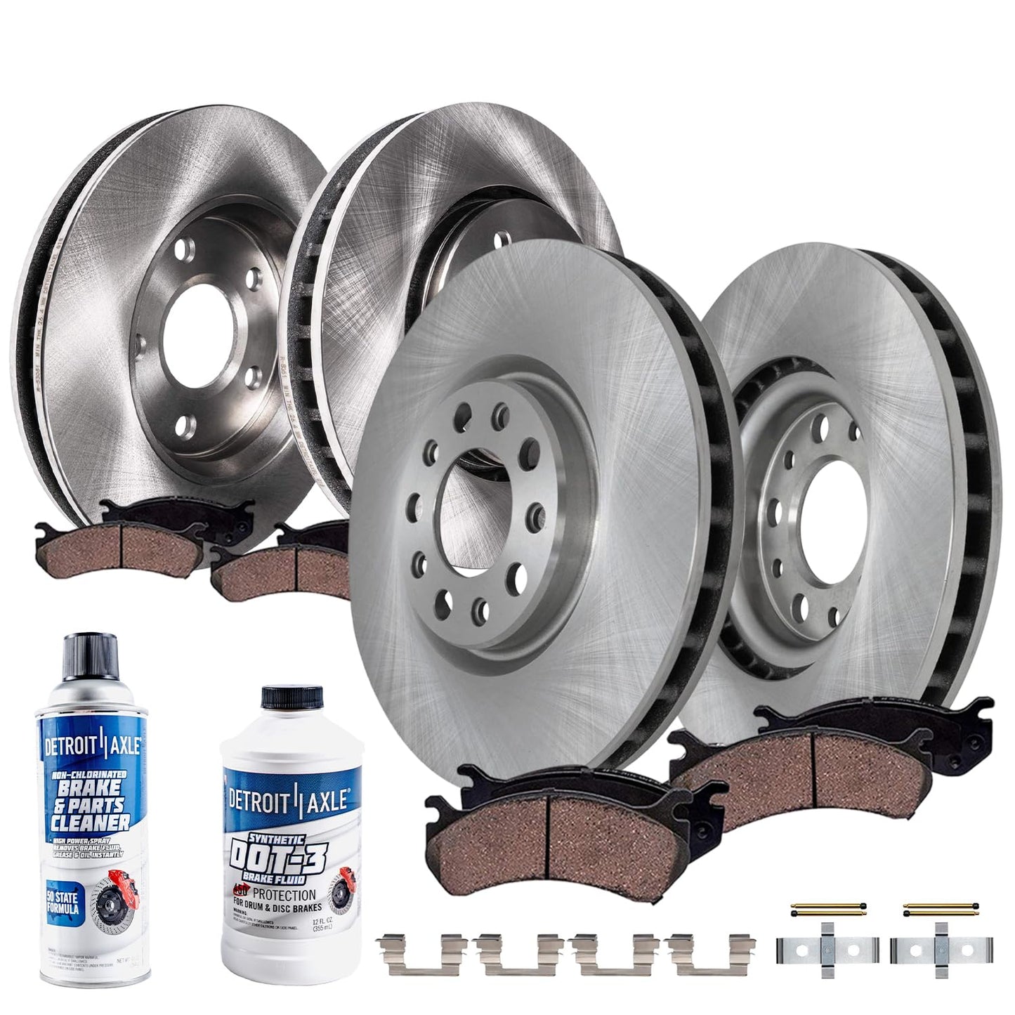 Detroit Axle - Front Brake Kit for 2012-2022 Ford F-250 Super Duty, 2013-2022 Ford F-350 Super Duty, 14.29" inch Drilled and Slotted Disc Brake Rotors Ceramic Brakes Pads Replacement