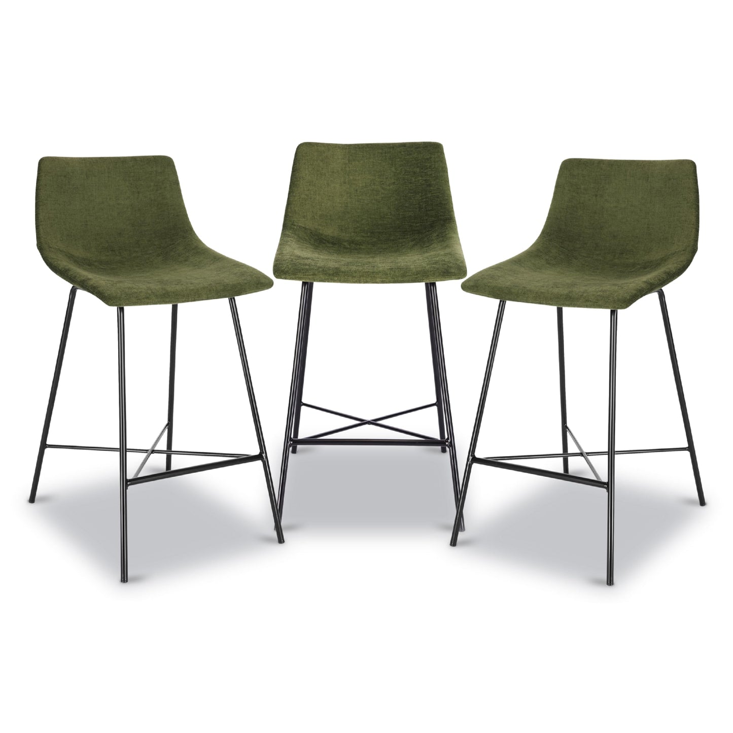 POLY & BARK Paxton Leather Counter Stools 24 Inches – Set of 2 - Counter Height Bar Stools with Back – Modern Barstools for Kitchen Island or Counters – Faux Leather & Matte Black Steel Base – Tan