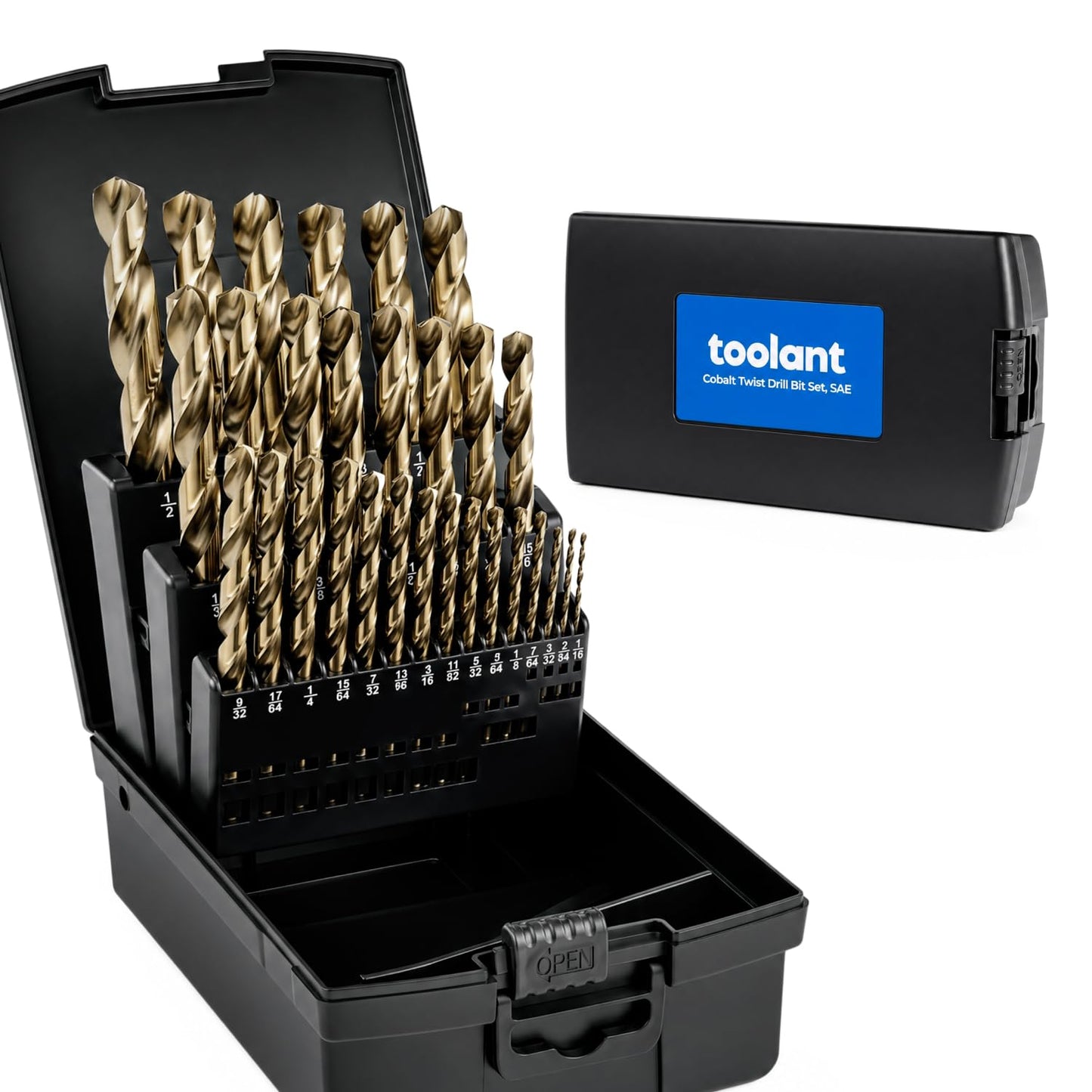 toolant Metric 19Pcs M35 Cobalt Drill Bit Set for Hardened Metal, Stainless Steel, Plastics, Wood, HSS Titanium Twist Jobber Metal Drill Bits Bulk 1mm-10mm, with Plastic Index Storage Case