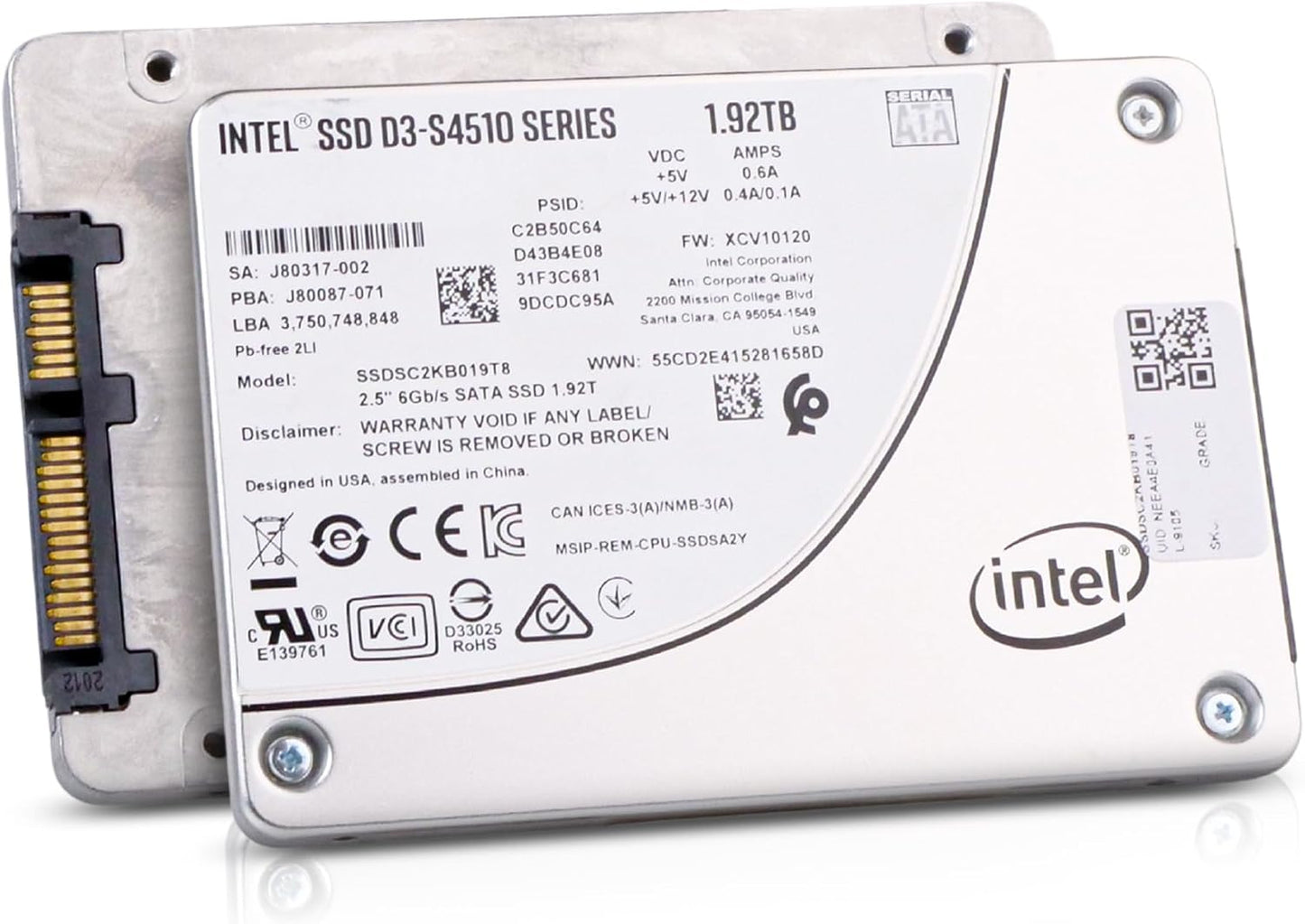 Intel D3-S4510 SSDSC2KB019T8 1.92TB SATA 6Gb/s 3D TLC 1 DWPD 2.5in Read Intensive Enterprise Solid State Drive (Renewed)
