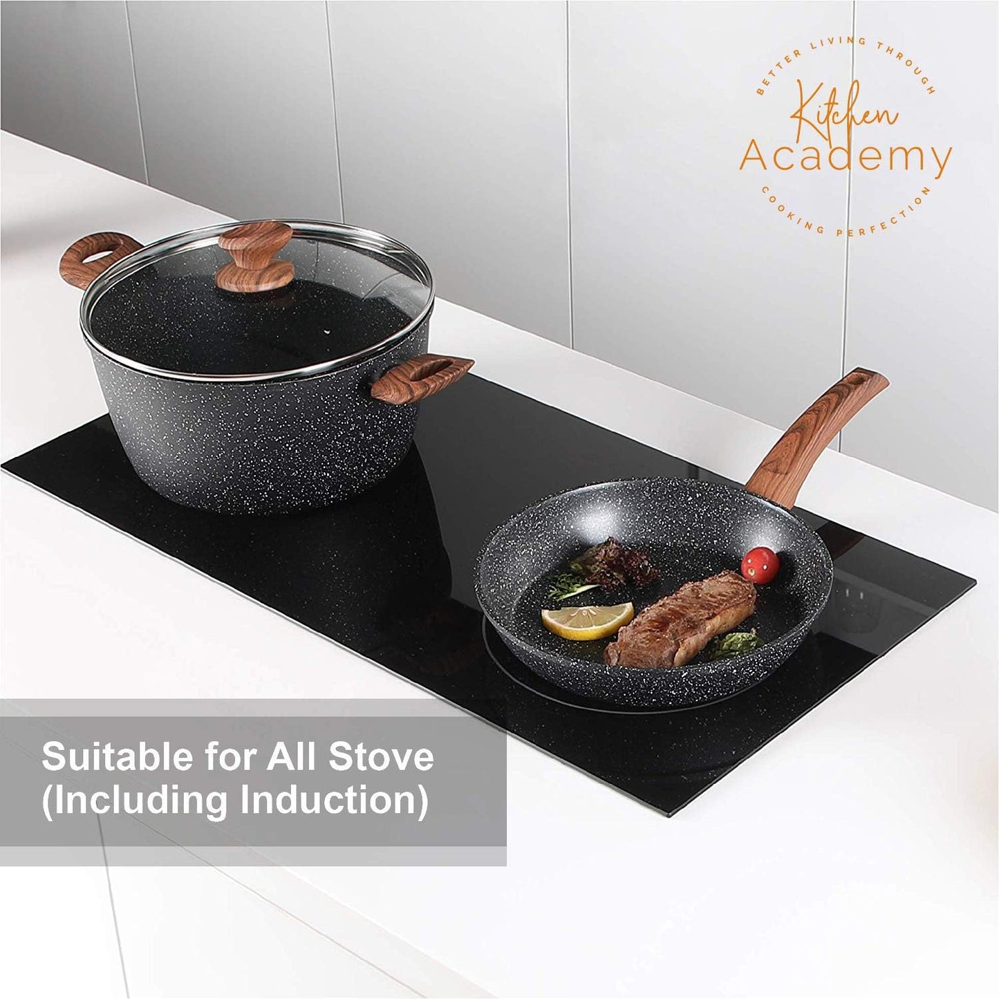 Pots and Pans Set Non Stick 12 Pieces & 10 Pieces RV/Camping Cookware Sets
