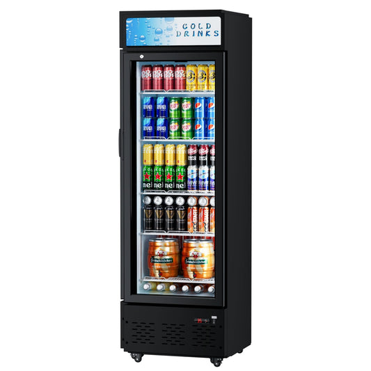 25.7'' W Commercial Refrigerators with Glass Door, 15 Cu.ft. Beverage Refrigerators Commercial Fridge Upright Display Cooler with Soft LED Light and Adjustable Shelves for Restaurant Stores