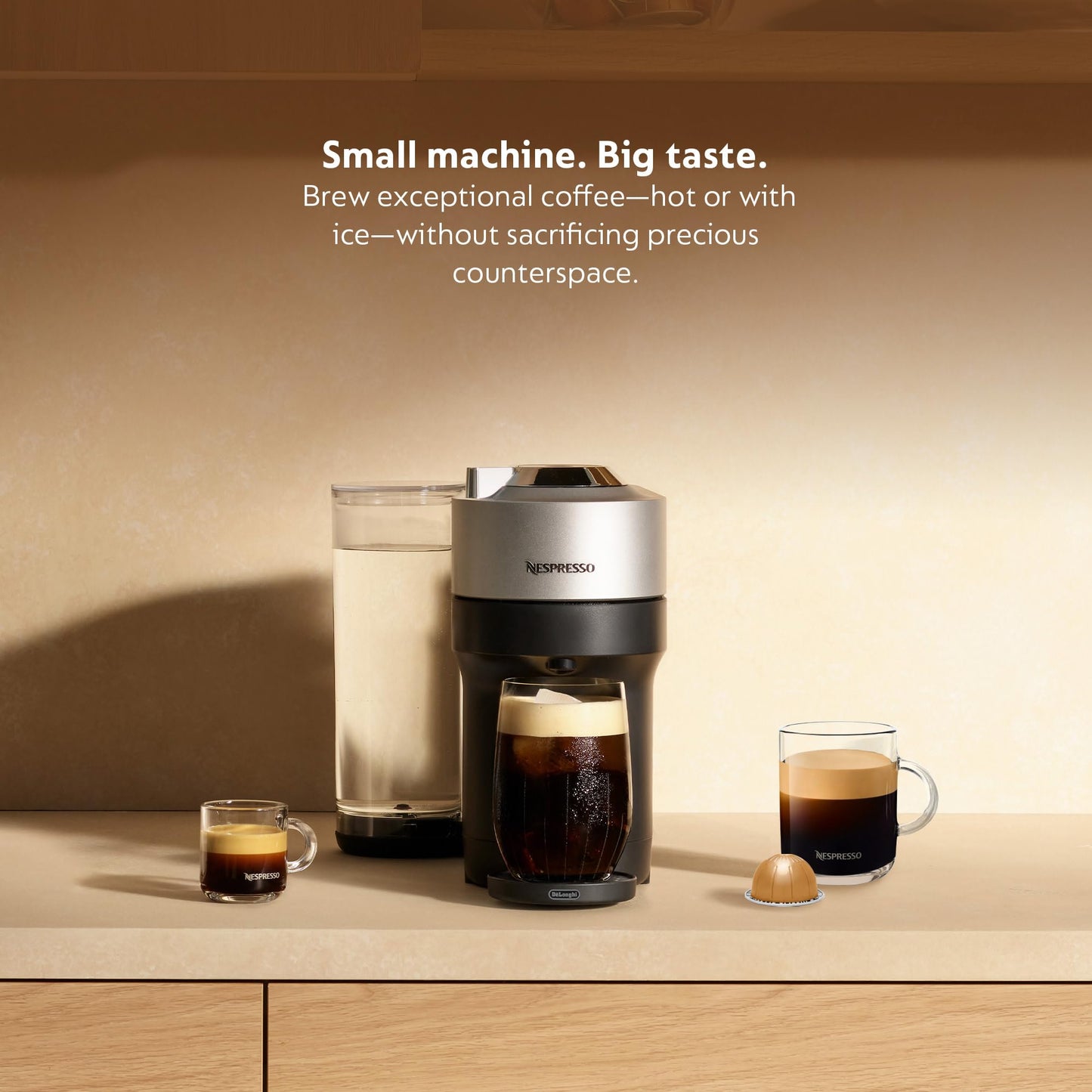 Nespresso Vertuo Pop+ Deluxe Coffee and Espresso Maker by De'Longhi, Black Matte Dark Chrome