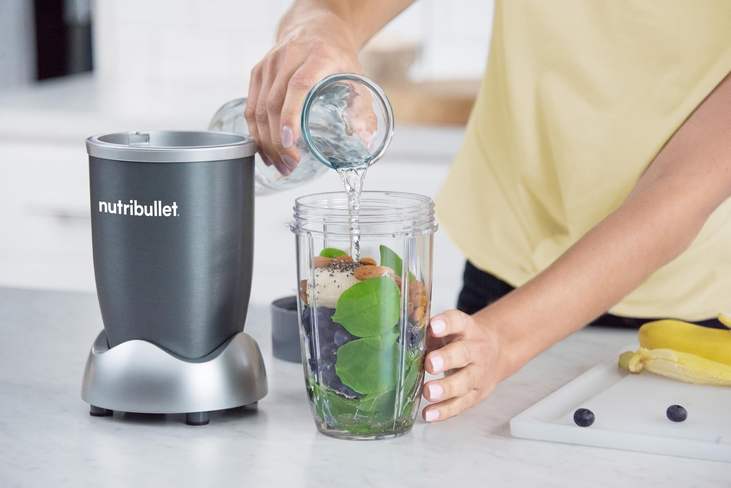 Nutribullet Personal Blender, Shakes, Smoothies, Food Prep, and Frozen Blending, 24 Ounces, 600 Watt, Dark Gray, NBR-0601WM