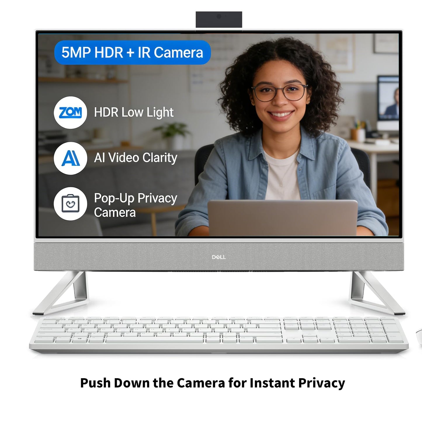 Dell All-in-One 27" Desktop - 27 inch FHD Touchscreen, Intel Core 7 150U (Up to 5.4GHz), NVIDIA GeForce MX570A, 32GB DDR5 RAM, 1TB SSD, Windows 11 Pro for Office & Home Work - White