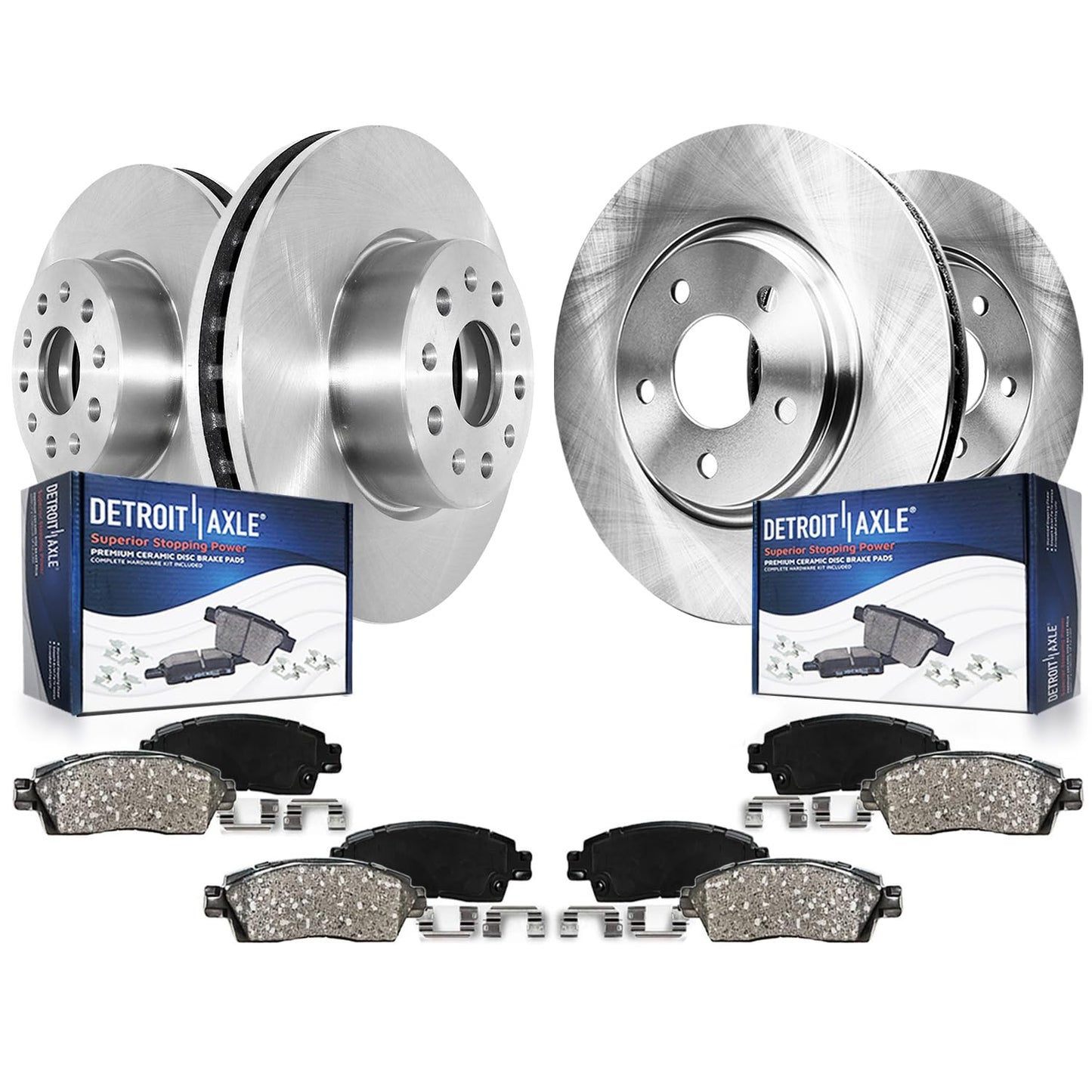 Detroit Axle - 2.4L Front & Rear Brake Kit for 2003-2007 Honda Accord | 11.10'' inch Front and 10.24'' inch Rear Disc Brake Rotors and Ceramic Brakes Pads 2004 2005 2006 Replacement