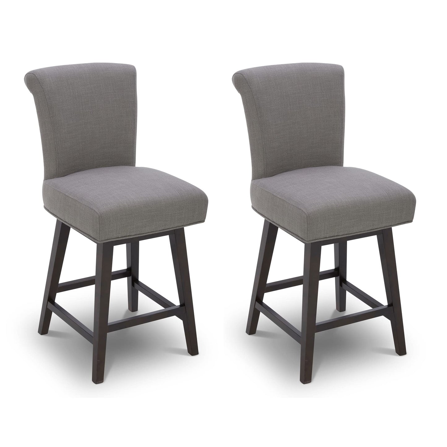 CHITA 30 Inch Counter Height Swivel Bar Stools Set of 2, FSC Certified Modern Upholstered Faux Leather Swivel Barstool Chairs with Back, Black