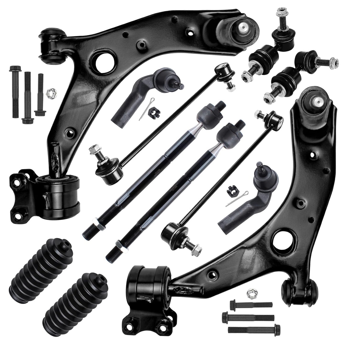 Detroit Axle - 12pc Front End Kit for 07-13 Chevy Silverado 1500 GMC Sierra | Suburban Yukon XL 1500 Tahoe Escalade ESV EXT, 2 Upper Control Arms 2 Sway Bars 4 Tie Rods 2 Lower Ball Joints 2 Boots
