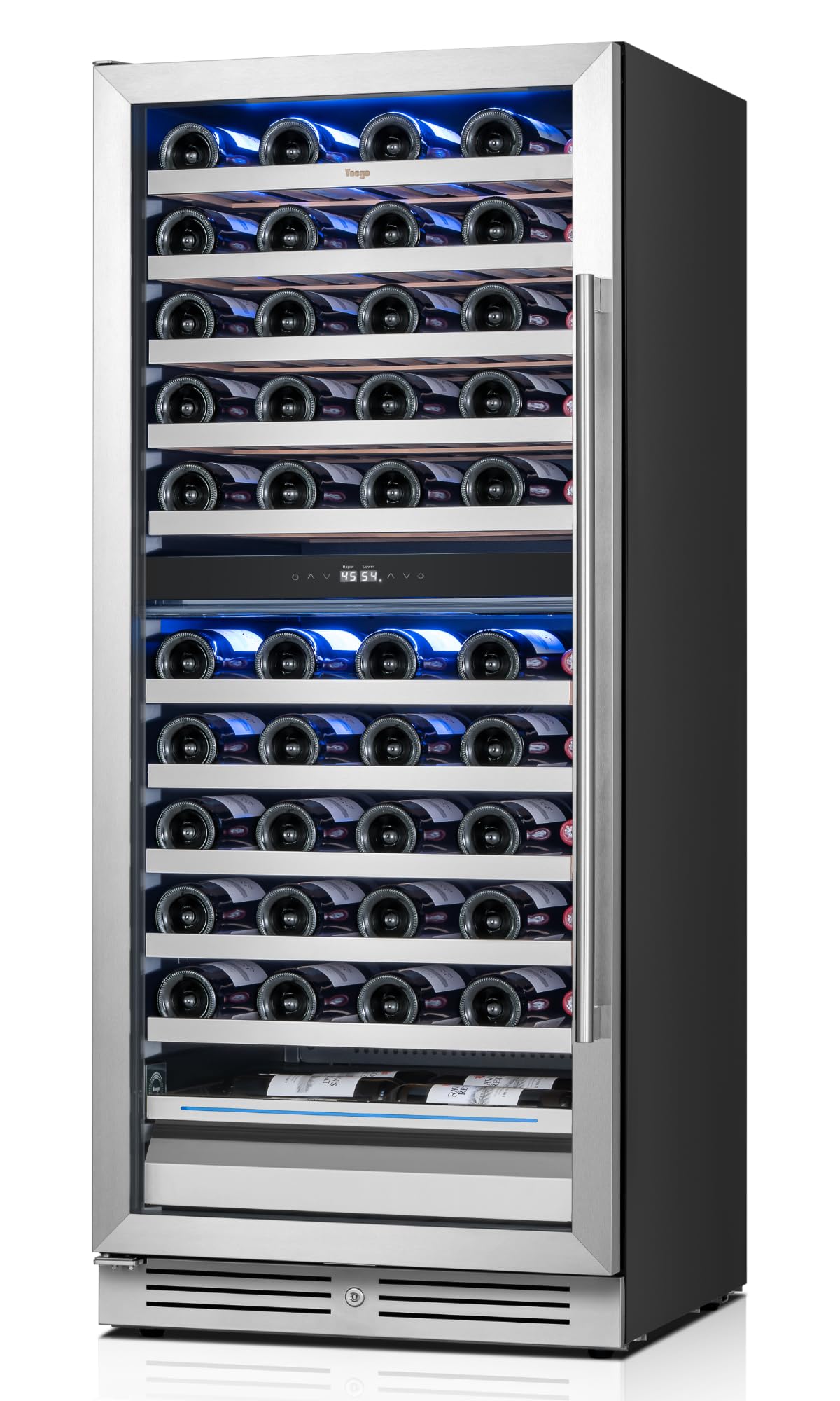 Yeego 24 Inch Wine Fridge Cooler - 52 Bottles Wine Cooler with Glass Door, 40-65℉ Built-In or Freestanding Refrigerator, Under Counter Wine Fridge for Kitchen Bar Office (Left-Hinged)