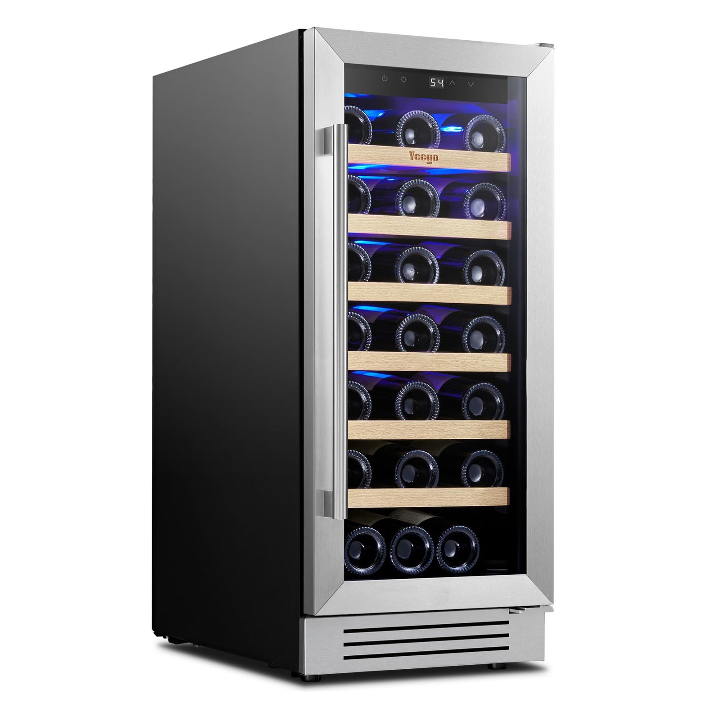 Yeego Wine Fridge Cooler - 15 Inch Dual Zone Wine Fridge Hold 28 Bottles, 40-65°F Wine Refrigerator Glass Door, Built in, Freestanding Under Counter Fridge for Beer Soda Drink Home Bar Office
