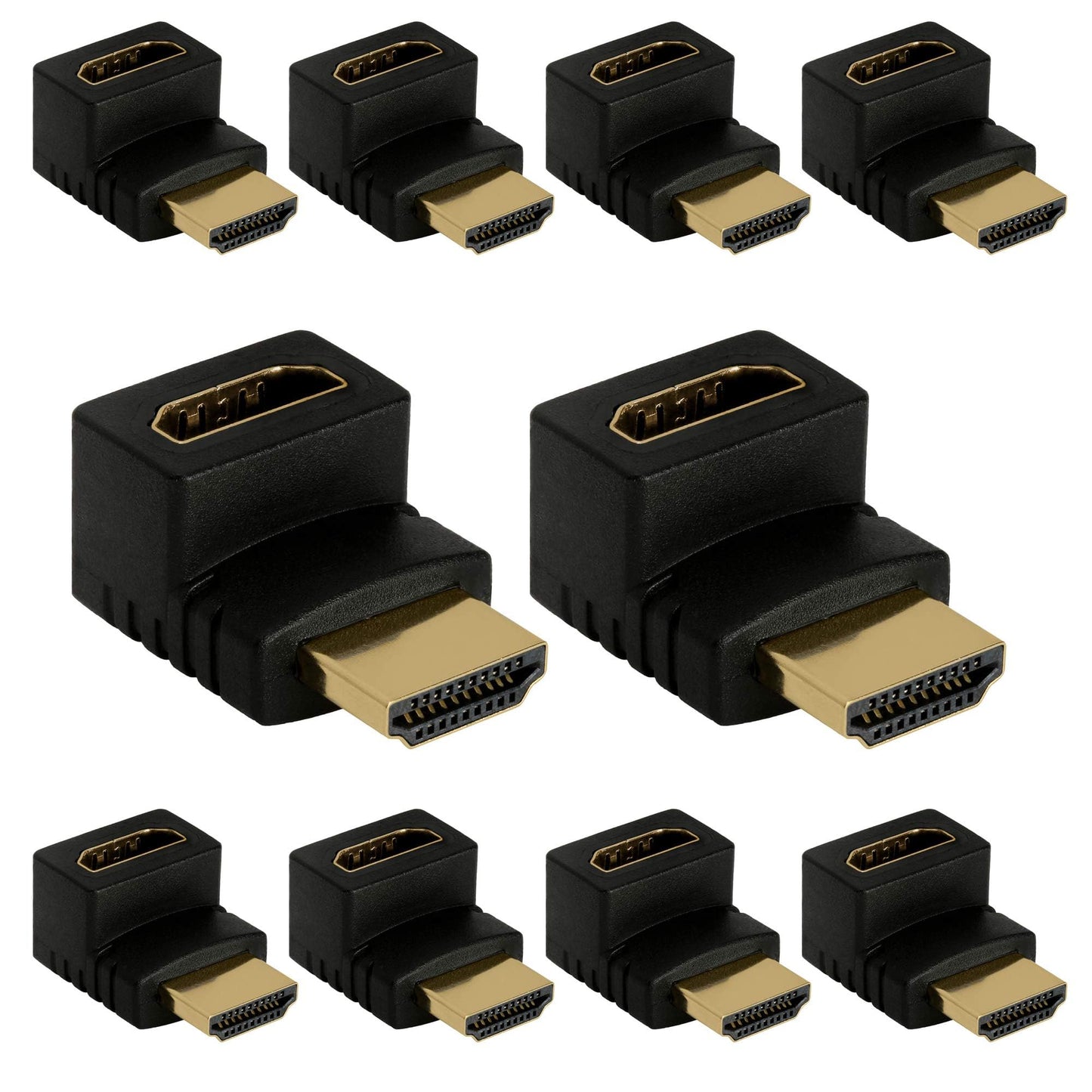 Cmple 10 Pack Micro HDMI Male to HDMI Female Adapter, Gold Plated, Compact Size