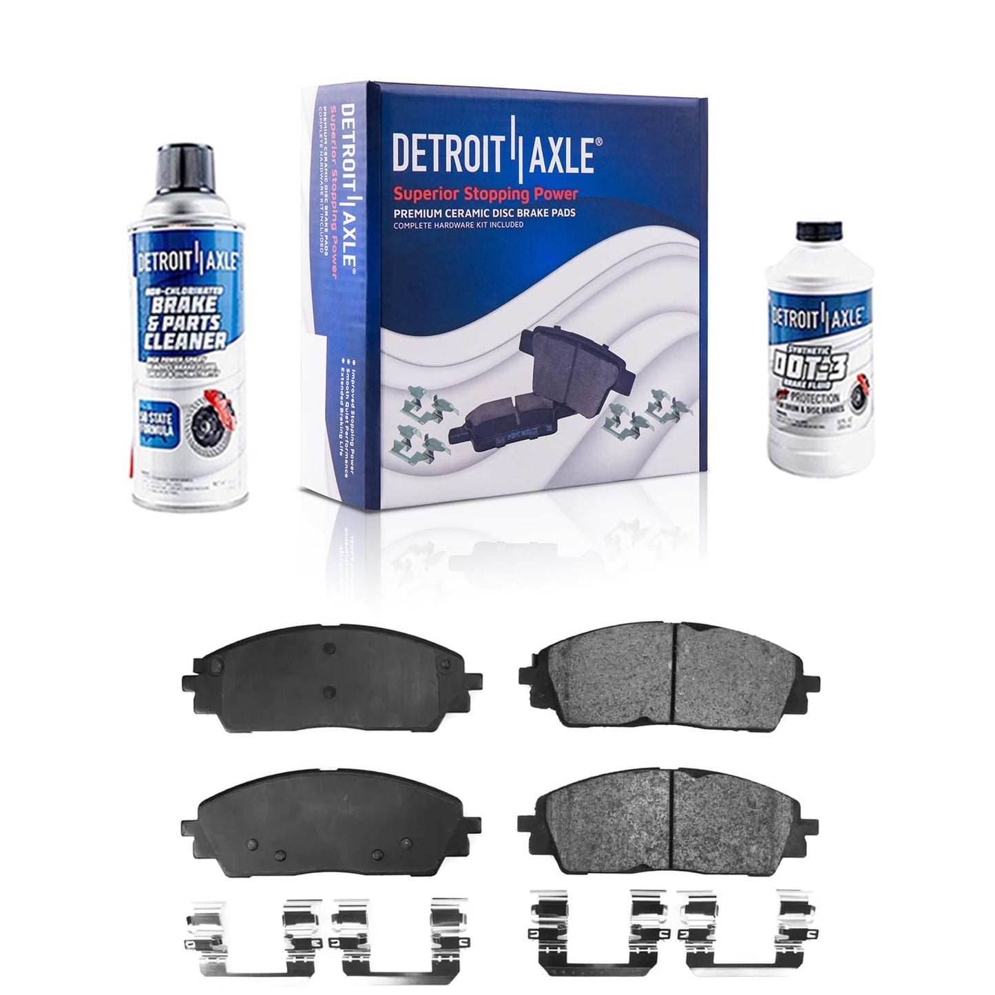 Detroit Axle - Front Brake Kit for 2012-2022 Ford F-250 Super Duty, 2013-2022 Ford F-350 Super Duty, 14.29" inch Drilled and Slotted Disc Brake Rotors Ceramic Brakes Pads Replacement
