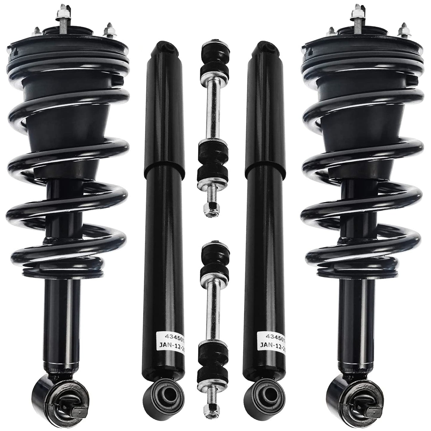Detroit Axle - 6pc Struts Shocks Kit for 2014-2018 Chevy Silverado 1500 GMC Sierra 1500, 2 Front Struts w/Coil Springs 2 Sway Bars 2 Rear Shock Absorbers 2015 2016 2017 Replacement Suspension