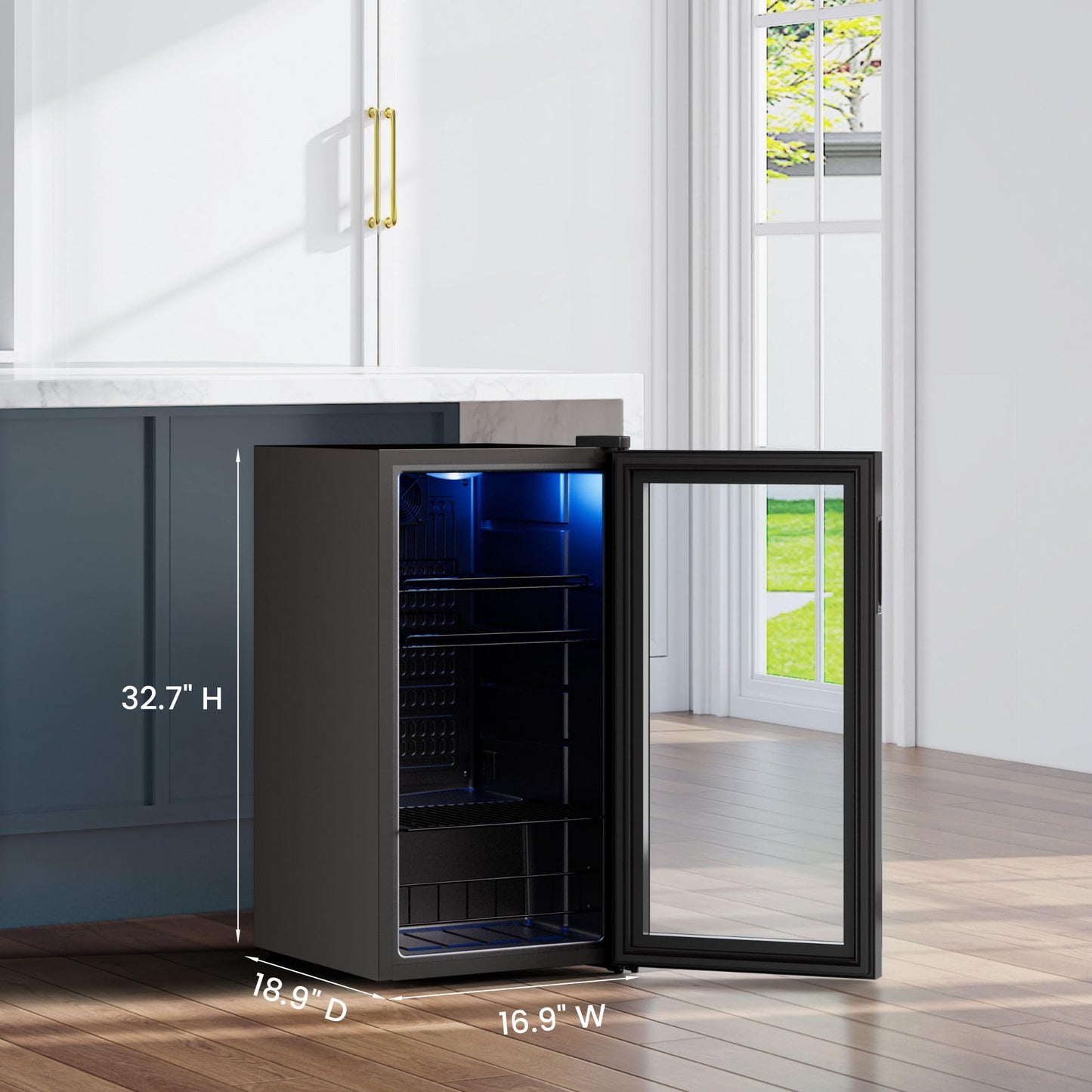 Yeego Beverage Refrigerator Cooler, 155 Cans Mini Fridge with Glass Door Beverage Fridge with Adjustable Shelves for Soda Beer or Wine, Beverage Cooler with Digital Temperature Control for Home Office