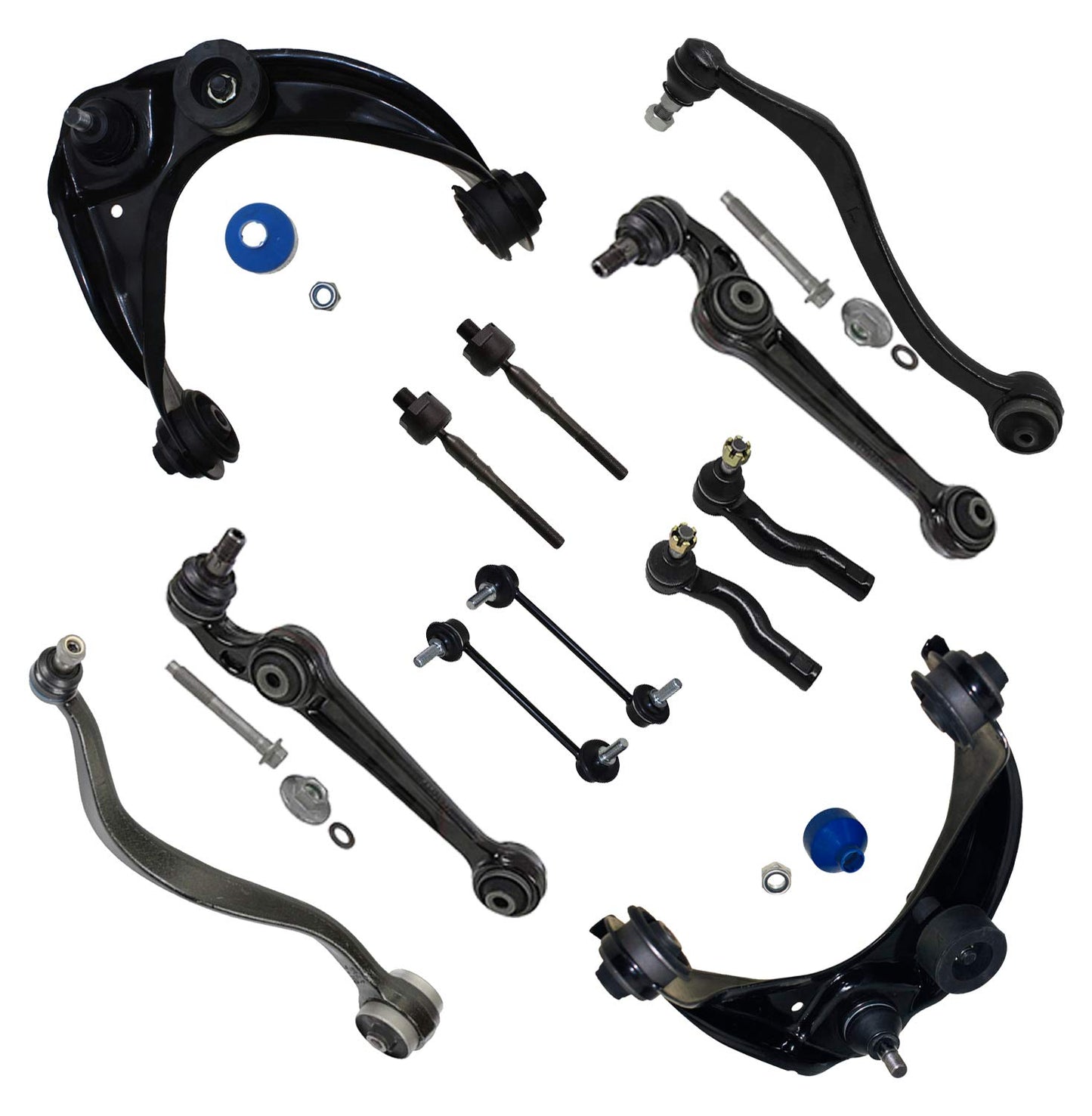 Detroit Axle - 12pc Front End Kit for 07-13 Chevy Silverado 1500 GMC Sierra | Suburban Yukon XL 1500 Tahoe Escalade ESV EXT, 2 Upper Control Arms 2 Sway Bars 4 Tie Rods 2 Lower Ball Joints 2 Boots