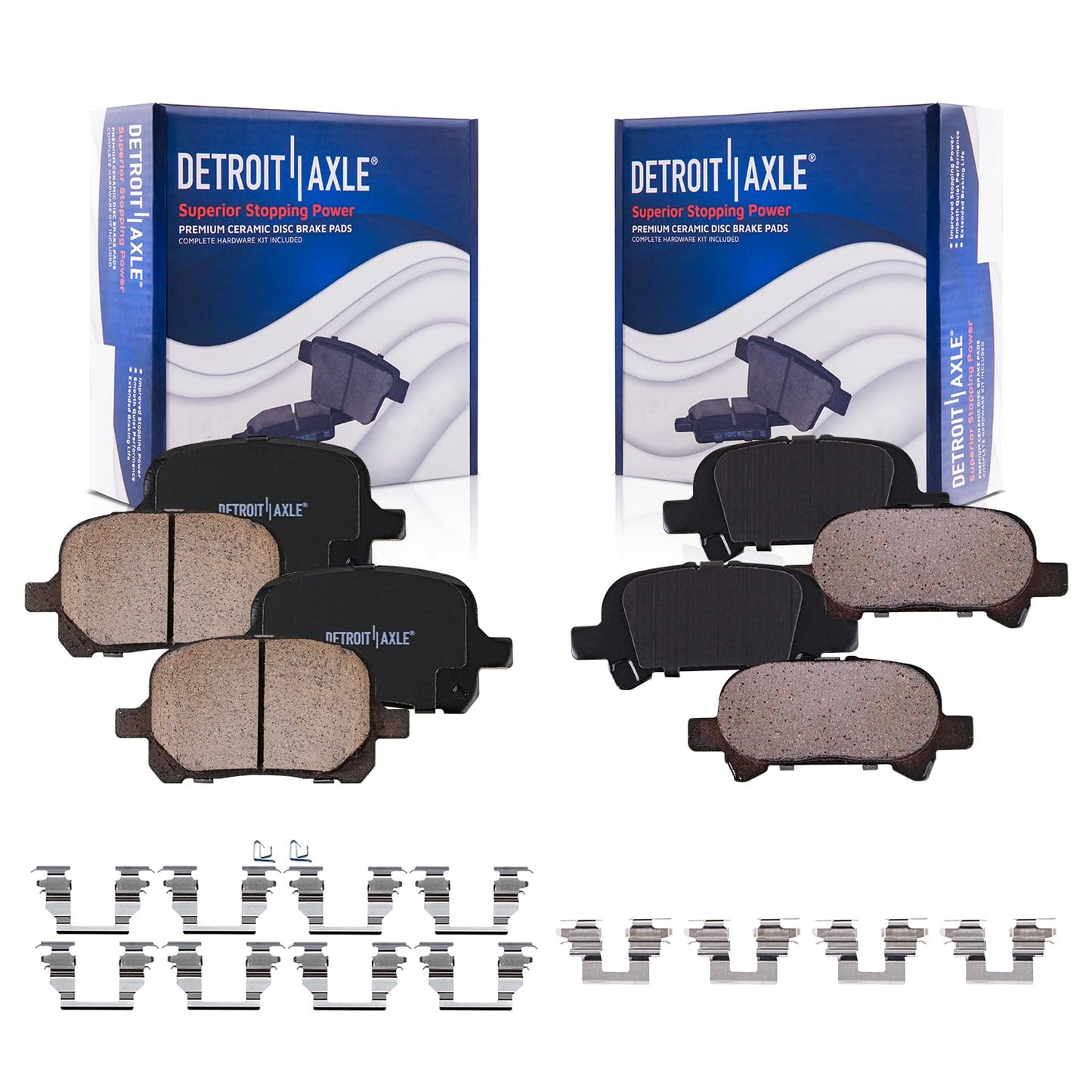 Detroit Axle - 8pc Brake Kit for Chevy GMC Silverado Sierra 1500 Yukon XL Escalade ESV Drilled & Slotted Brake Rotors Ceramic Brakes Pads Replacement : 13.50" inch Front and 13.58" inch Rear Rotor