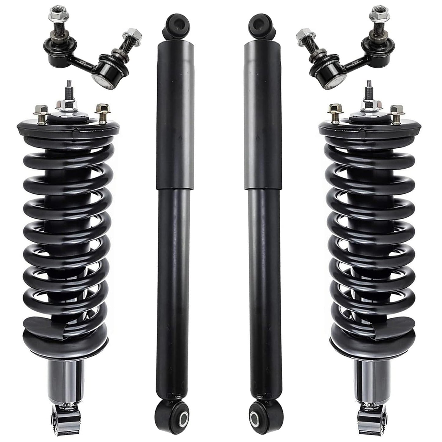 Detroit Axle - 6pc Struts Shocks Kit for 2014-2018 Chevy Silverado 1500 GMC Sierra 1500, 2 Front Struts w/Coil Springs 2 Sway Bars 2 Rear Shock Absorbers 2015 2016 2017 Replacement Suspension