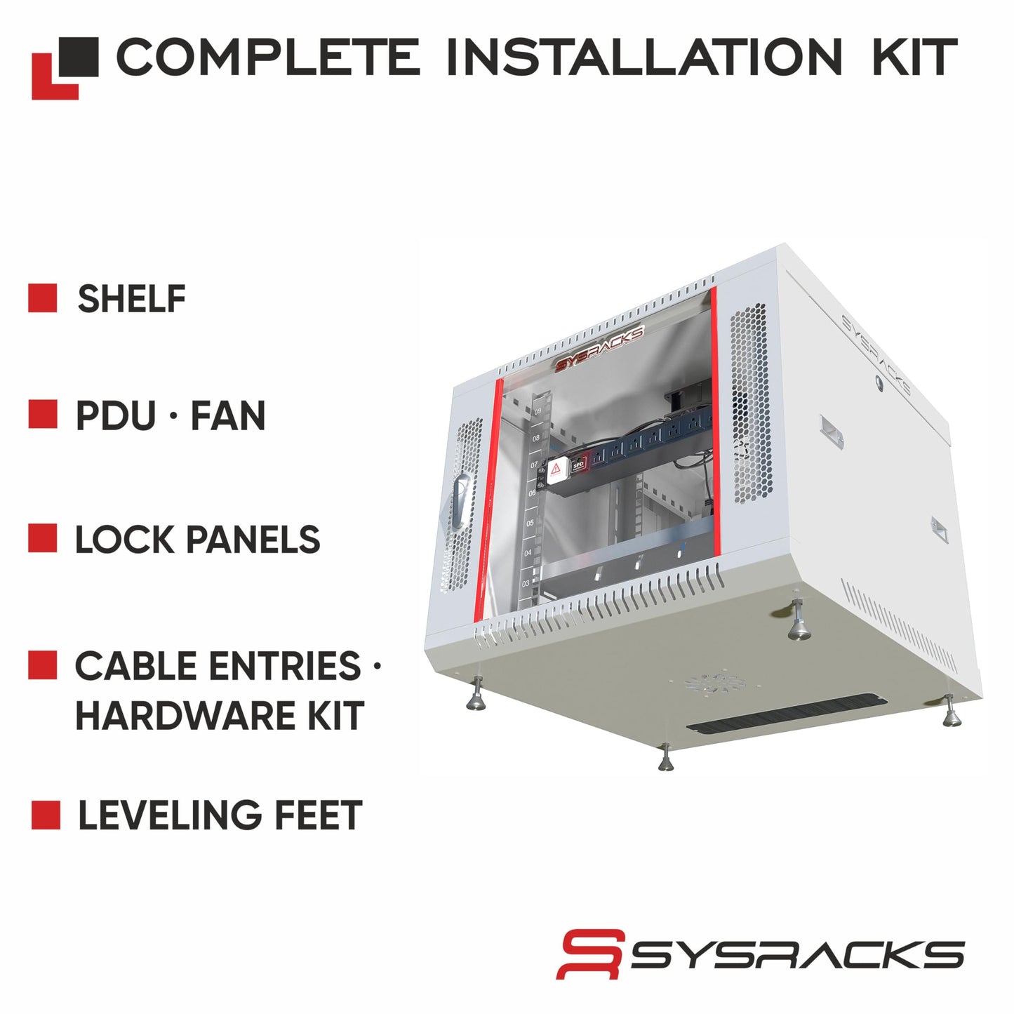 18U Wall Mount Server Rack Cabinet 24” Deep, 19” Network & AV Enclosure for Home Lab with Fan, PDU, 2 Shelves, Locking Glass Door