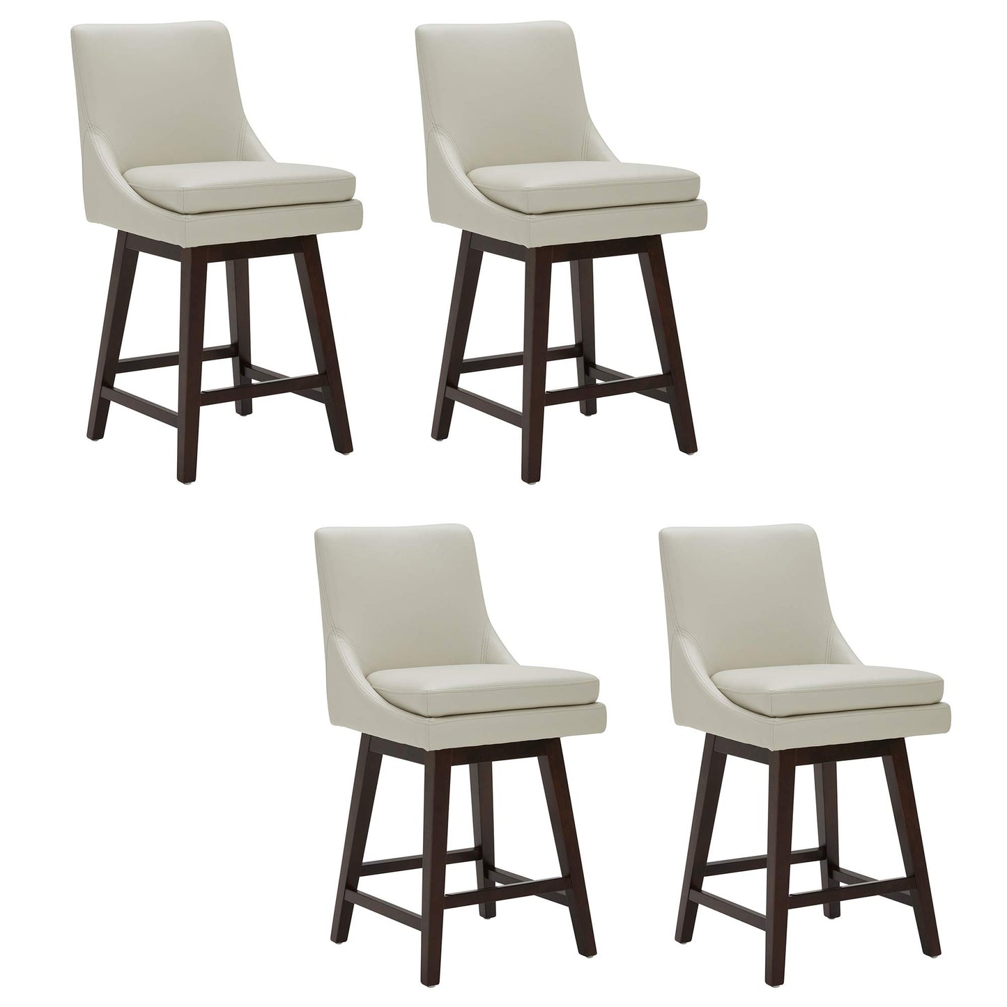 CHITA Bar Height Swivel Barstool with Back Set of 2, FSC Certified Upholstered Bar Stool, 30.7" H Seat Height, Fabric in Ivory