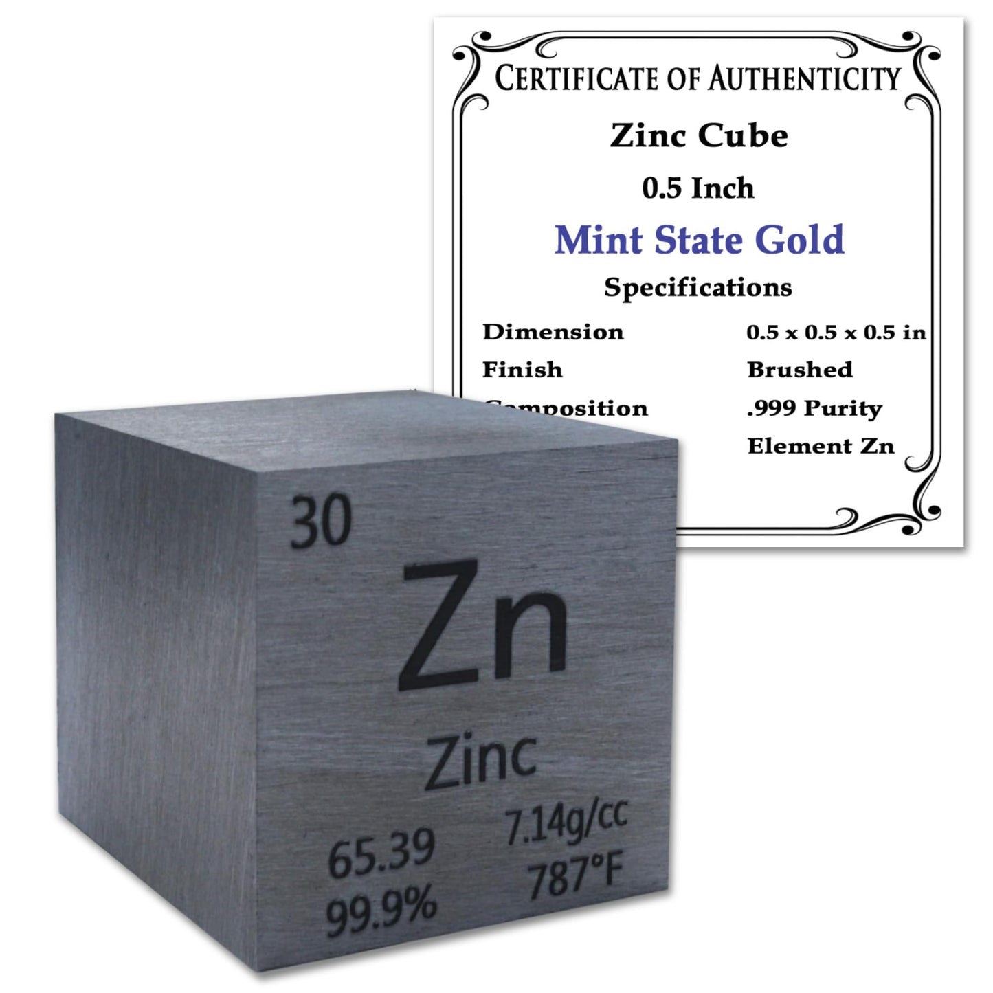 99.95% Pure 1" Inch Copper Cube - Element Design with Certificate of Authenticity