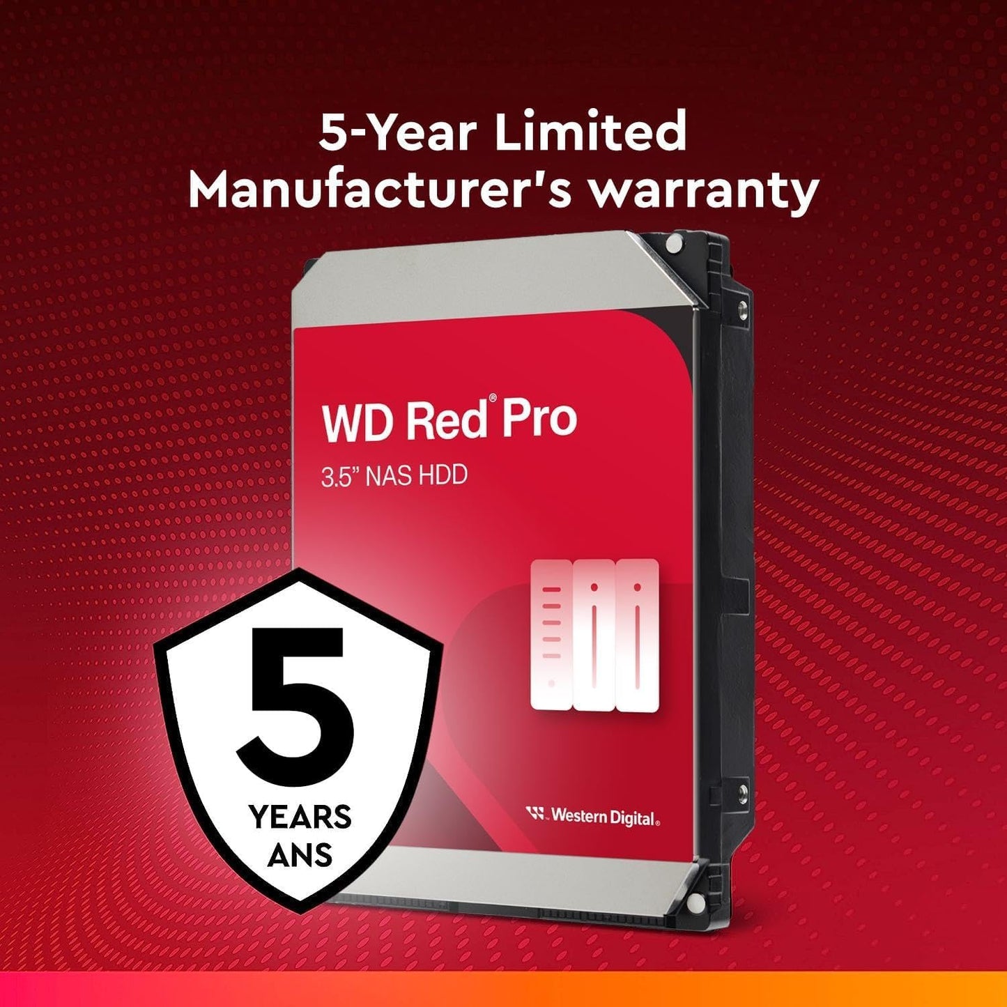 Western Digital 16TB WD Red Pro NAS Internal Hard Drive HDD - 7200 RPM, SATA 6 Gb/s, CMR, 512 MB Cache, 3.5" - WD161KFGX