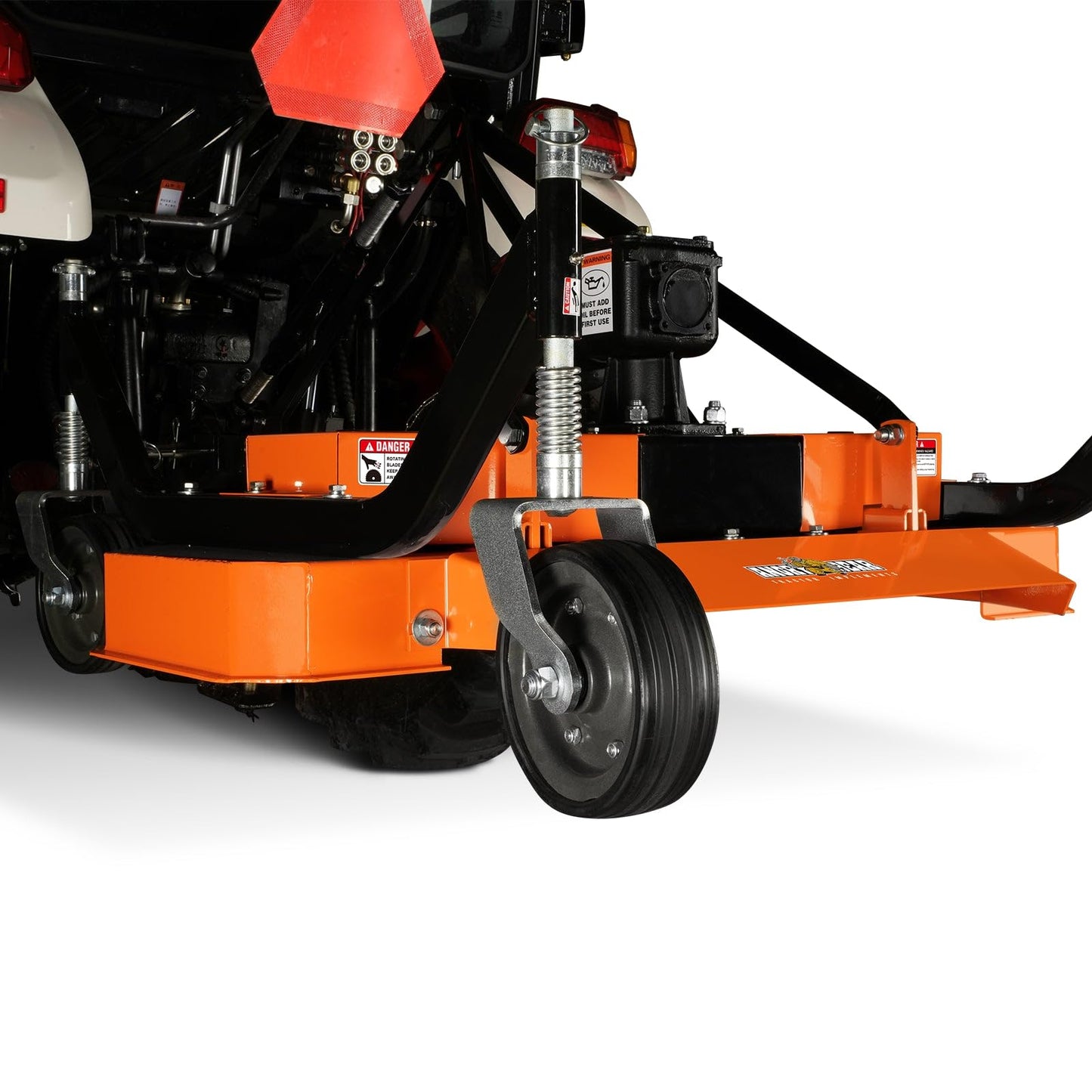 MechMaxx 3 Point PTO 48'' Working Width Finish Mower Attachment for 18-50hp Tractor, Category 1 Hitch, 4-Tires, 0.4'' - 4.5'' Adjustable Cutting Height, Model FM120