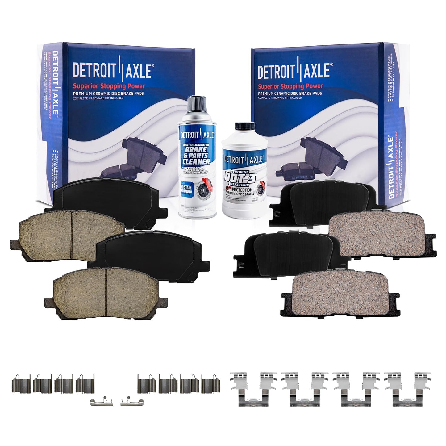 Detroit Axle - 4WD Brake Kit for 2012-2022 Ford F-250 Super Duty 2013-2022 F-350 Super Duty, 14.29" inch Front Rear Drilled Slotted Brake Rotors Ceramic Brakes Pads Replacement