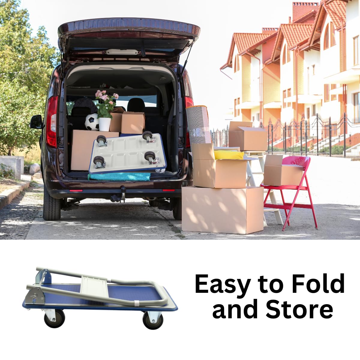 330 lbs Foldable Platform Truck Dolly with Swivel Wheels, Heavy Duty Moving Platform Hand Truck, 28 x 18 x 33.8 inches (PH150PVC)