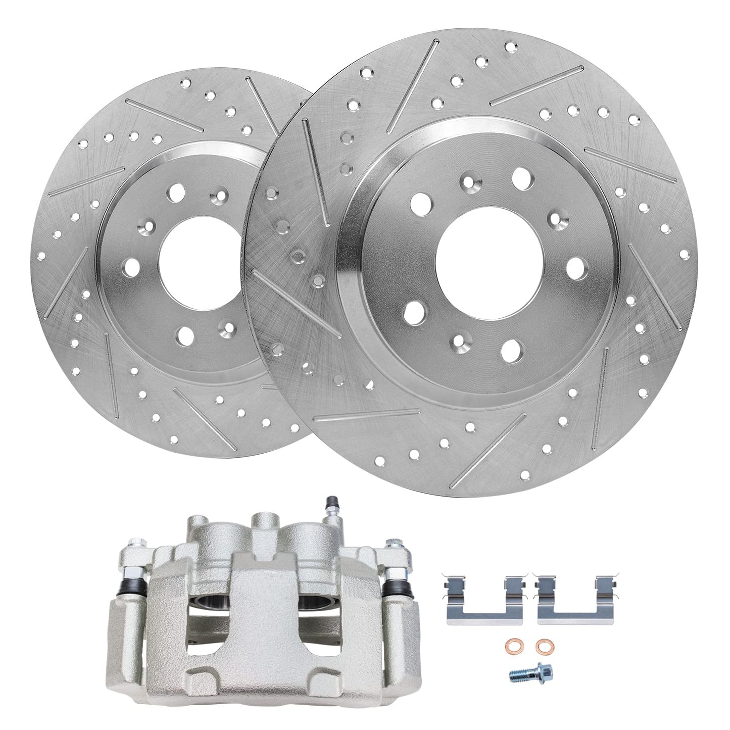 Detroit Axle - Front Brake Kit for Chevy GMC Silverado Sierra 2500HD 3500, Avalanche 2500, Sierra 3500HD, Express Savana 3500 4500 Drilled Disc Brakes Rotors Ceramic Brake Pads Replacement:12.8" inch
