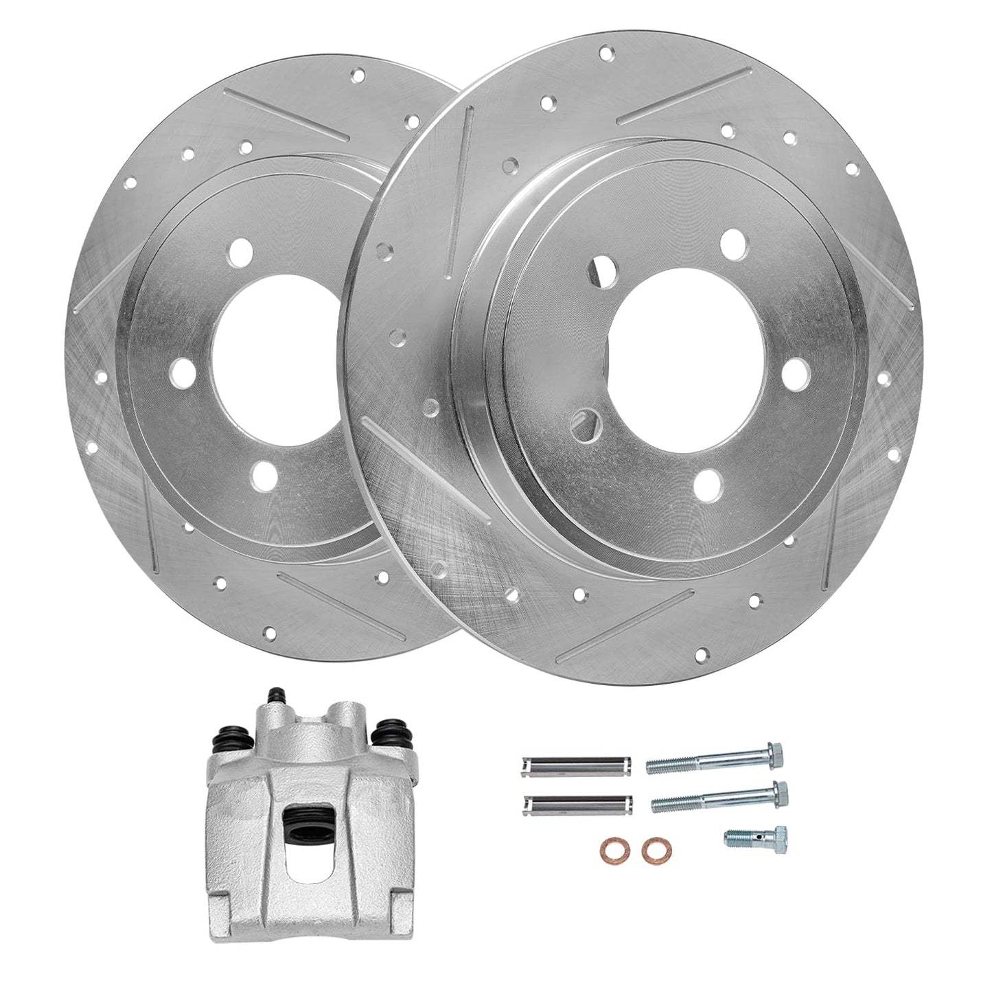 Detroit Axle - Front Brake Kit for Chevy GMC Silverado Sierra 2500HD 3500, Avalanche 2500, Sierra 3500HD, Express Savana 3500 4500 Drilled Disc Brakes Rotors Ceramic Brake Pads Replacement:12.8" inch