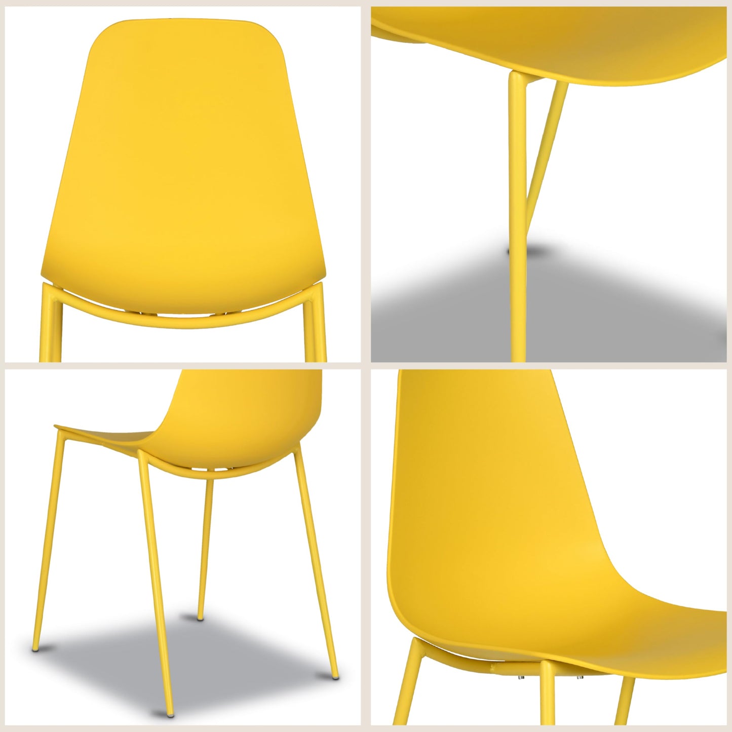 POLY & BARK Isla Modern Dining Chairs Set of 4 – Mid Century Modern Plastic Dining Chair with Metal Legs – Kitchen & Dining Room Chairs – Indoor/Outdoor – White