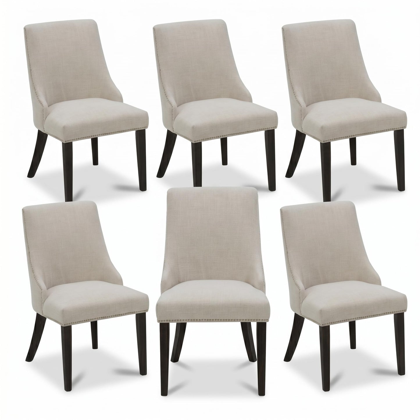 CHITA Modern High Back Dining Room Chairs Set of 2, Farmhouse Upholstered Dining Chairs, Fabric in Linen