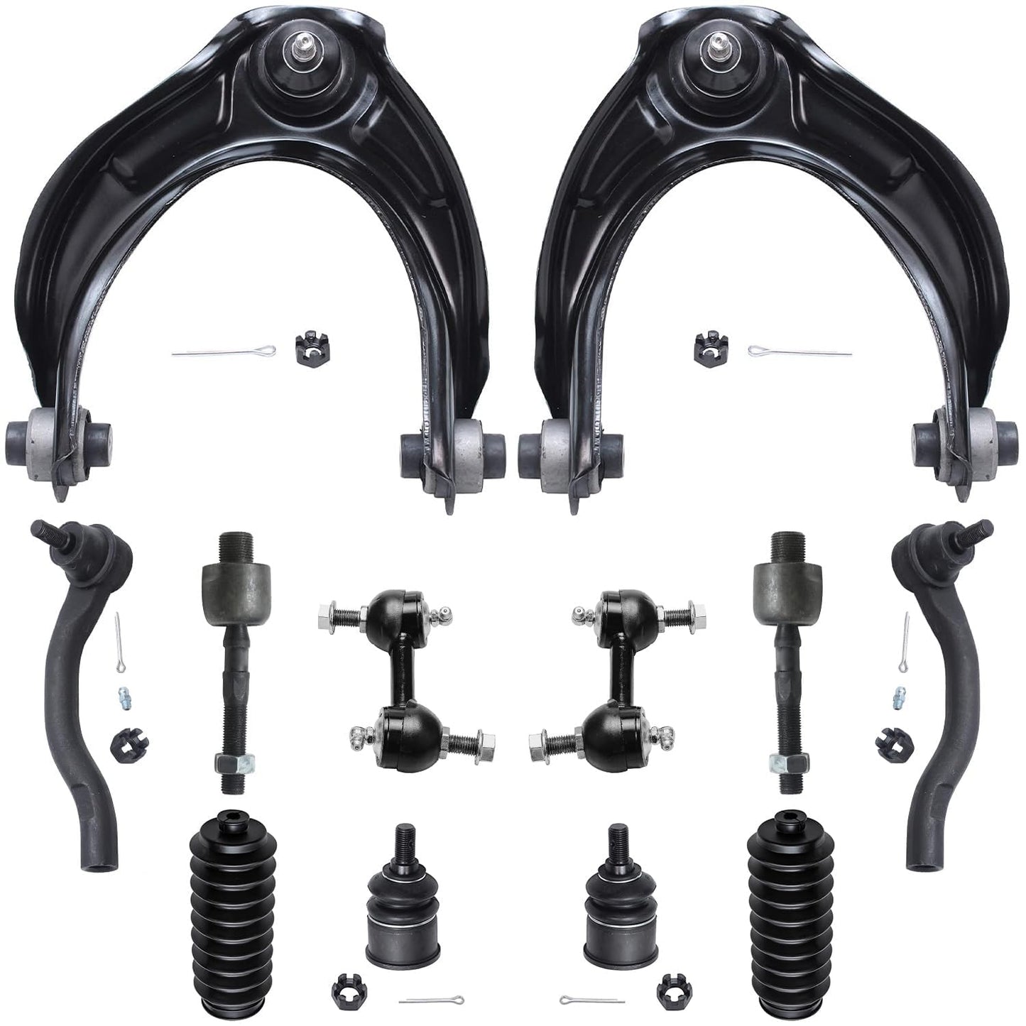 Detroit Axle - 12pc Front End Kit for 07-13 Chevy Silverado 1500 GMC Sierra | Suburban Yukon XL 1500 Tahoe Escalade ESV EXT, 2 Upper Control Arms 2 Sway Bars 4 Tie Rods 2 Lower Ball Joints 2 Boots