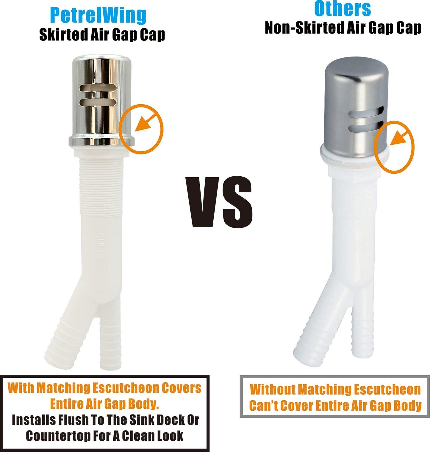 Dishwasher Air Gap Cover Black only, Skirted, Replacement Black air gap dishwasher,Solid Brass,Matte Black Finish