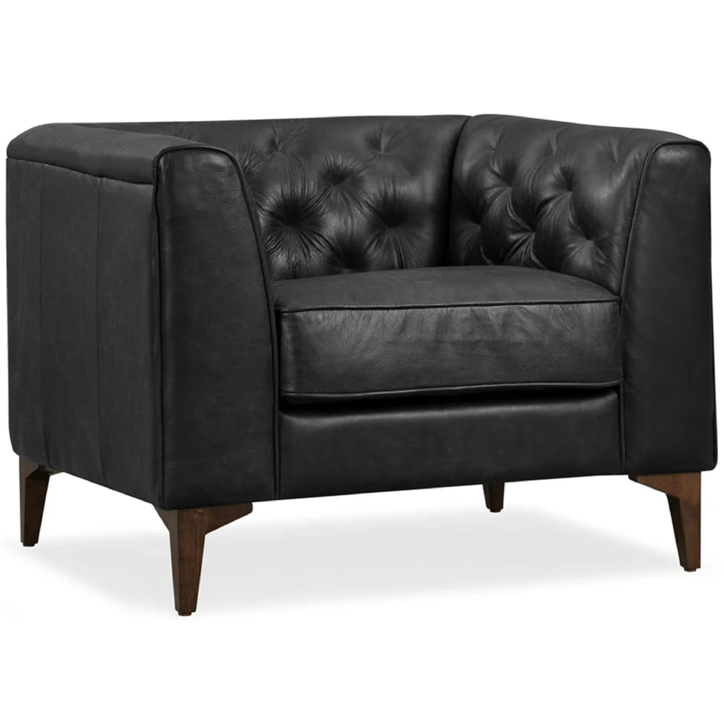 POLY & BARK Essex 89” Full-Grain Italian Leather Sofa – Tufted Back, Feather-Down Comfort, Solid Wood Frame, Cognac Tan