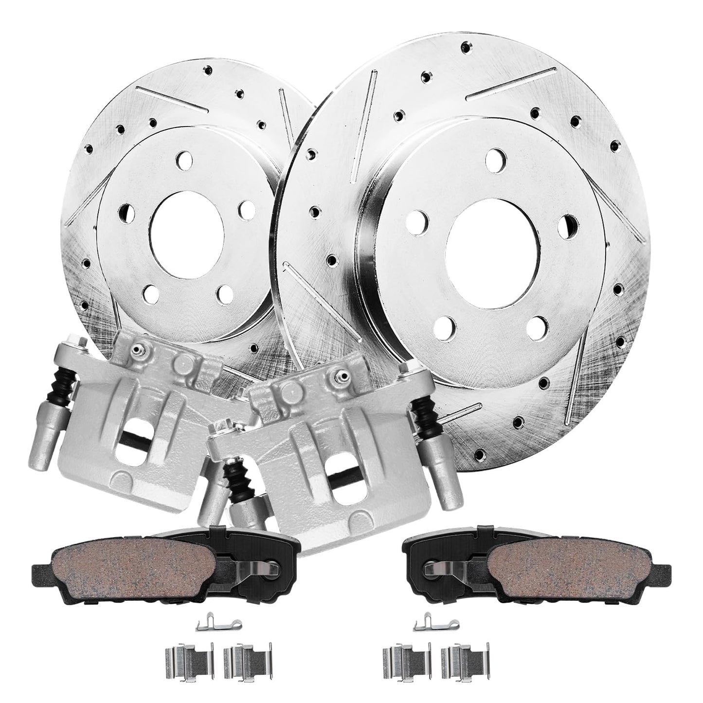Detroit Axle - Rear Brake Kit for 1999-2006 Chevy GMC Sierra Silverado 1500, 00-01 Tahoe Yukon, 03-05 Astro Safari Replacement Drilled Slotted Disc Brake Rotors Ceramic Brakes Pads: 12.78" inch Rotor
