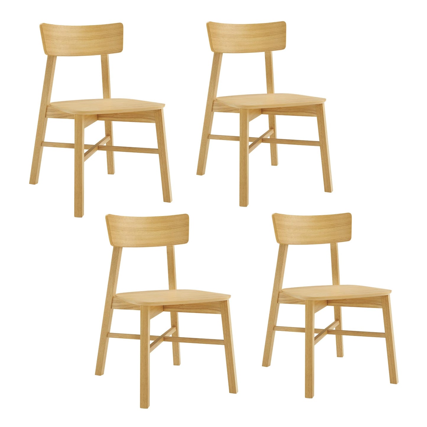 CHITA Soild Wood Dining Chairs Set of 4, Mid Century Modern Walnut Wood Kitchen Chairs with Curved Backrest, Dining Room Chair for Kitchen, Restaurant