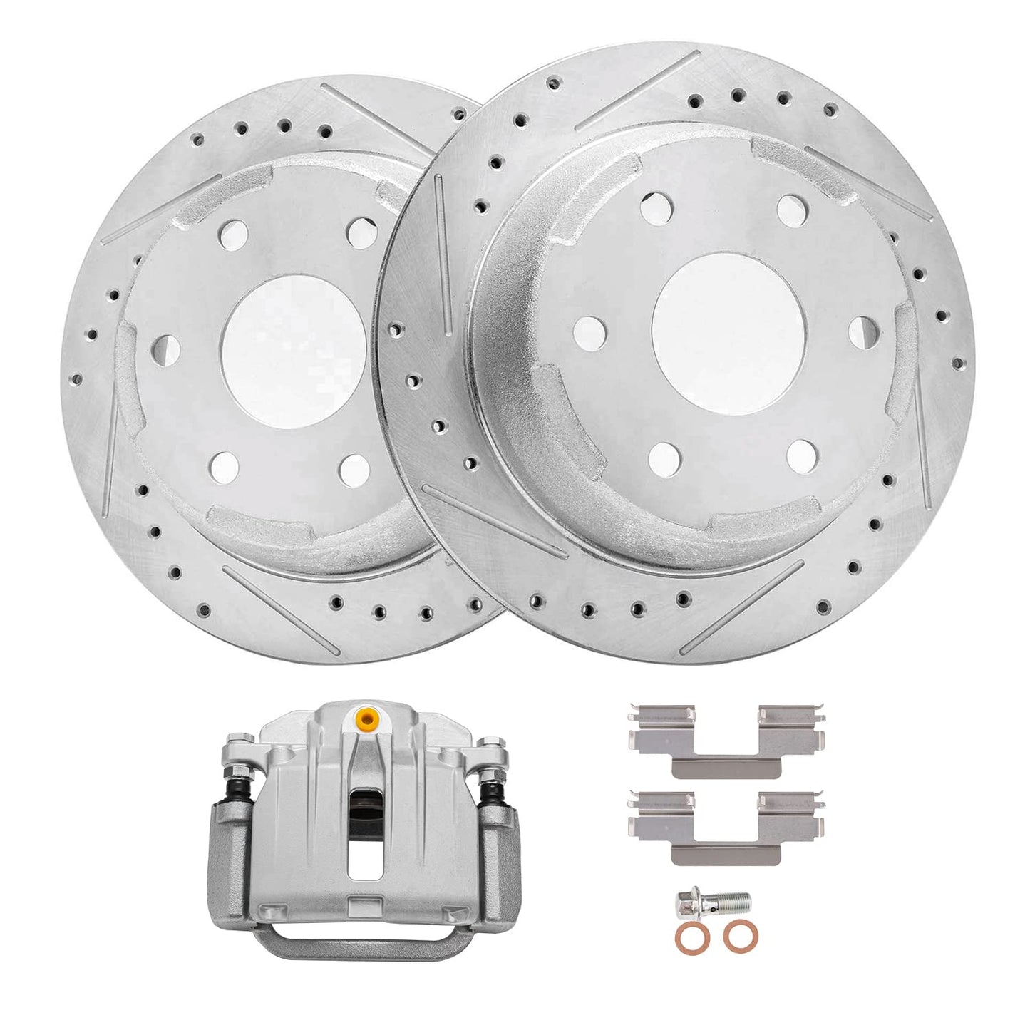 Detroit Axle - Front Brake Kit for Chevy GMC Silverado Sierra 2500HD 3500, Avalanche 2500, Sierra 3500HD, Express Savana 3500 4500 Drilled Disc Brakes Rotors Ceramic Brake Pads Replacement:12.8" inch