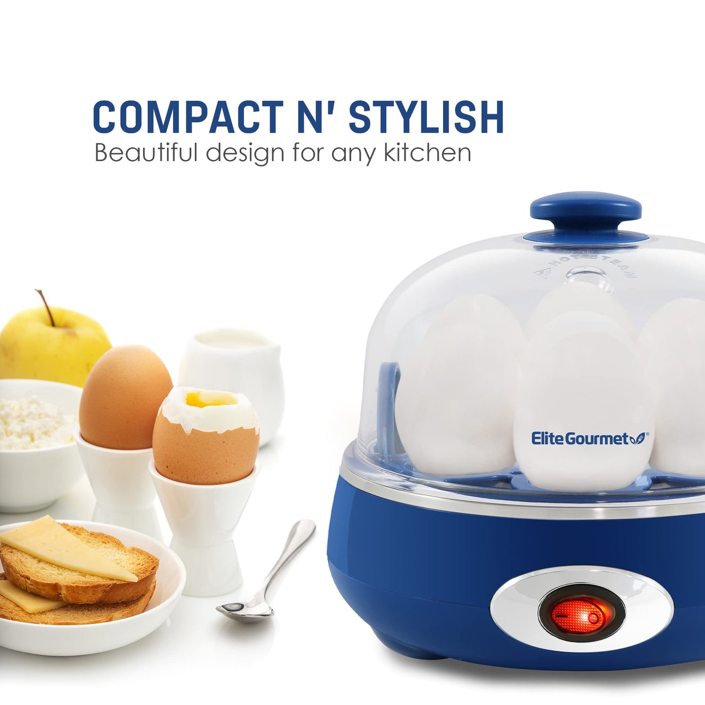 Elite Gourmet EGC115B Easy Egg Cooker Electric 7-Egg Capacity, Soft, Medium, Hard-Boiled Egg Cooker with Auto Shut-Off, Measuring Cup Included, BPA Free, Classic Black