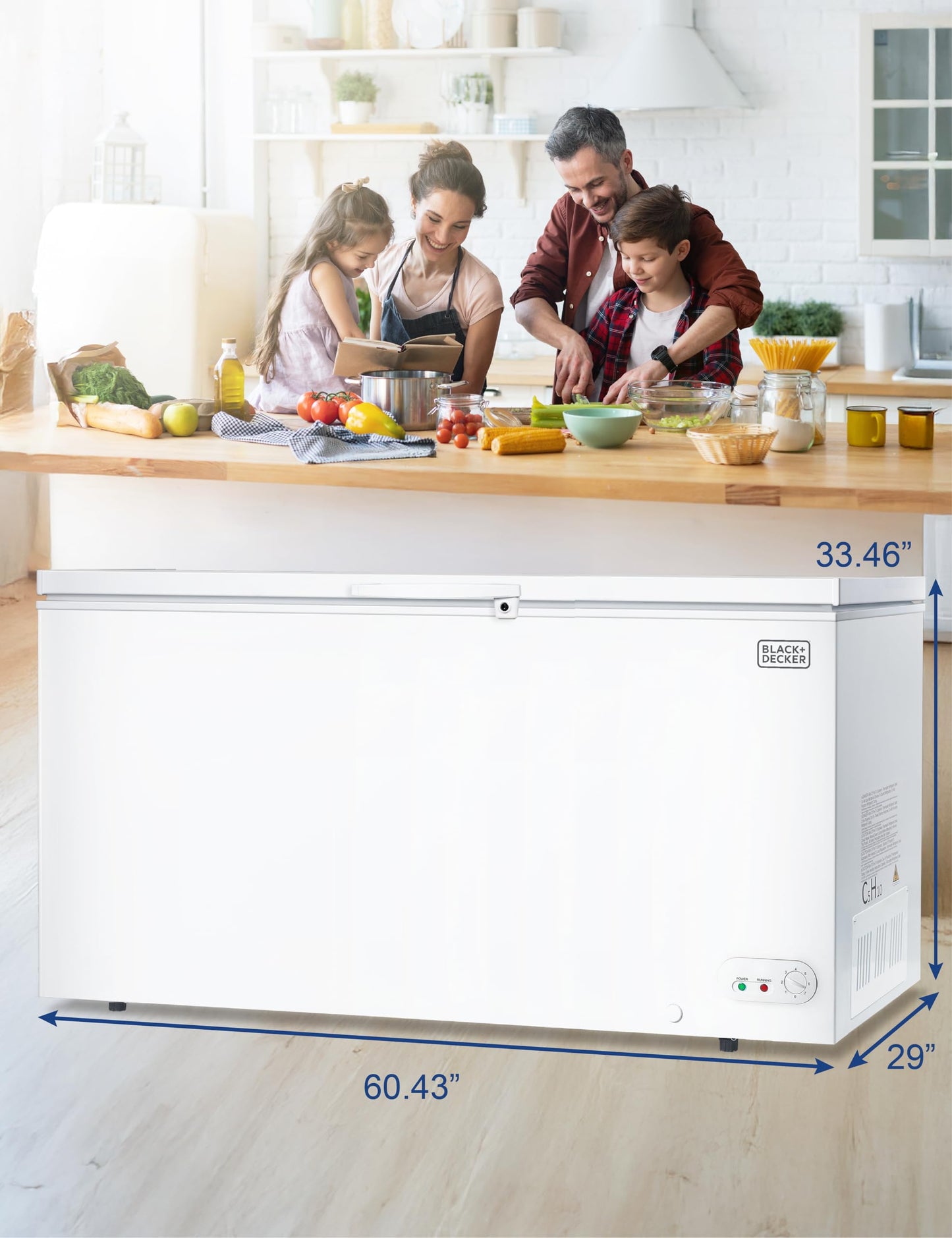 BLACK+DECKER 19.8 Cu. Ft. Chest Freezer, Deep Freezer with Top Opening, Freezer Chest with 2 Removable Storage Baskets, Mechanical Temperature Control, Manual Defrost, R600a Refrigerant,BCF1980E,White