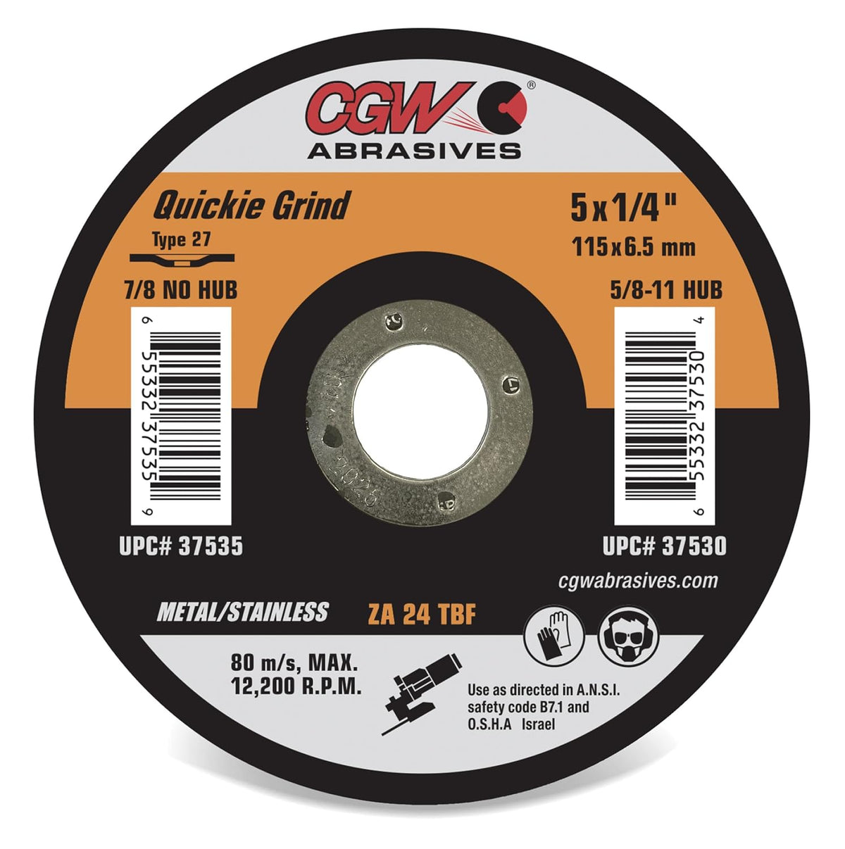 CGW Abrasives Quickie Grind Zirconia 1/4" Griding Wheels