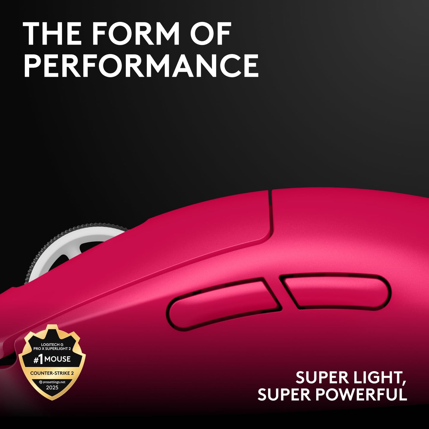 Logitech G PRO X Superlight 2 Wireless Gaming Mouse - Black | 60g, Symmetrical Shape, <8 kHz Polling, 44K DPI, PowerPlay Wireless Charging Supported, USB-C, 5 Buttons, For PC/Mac