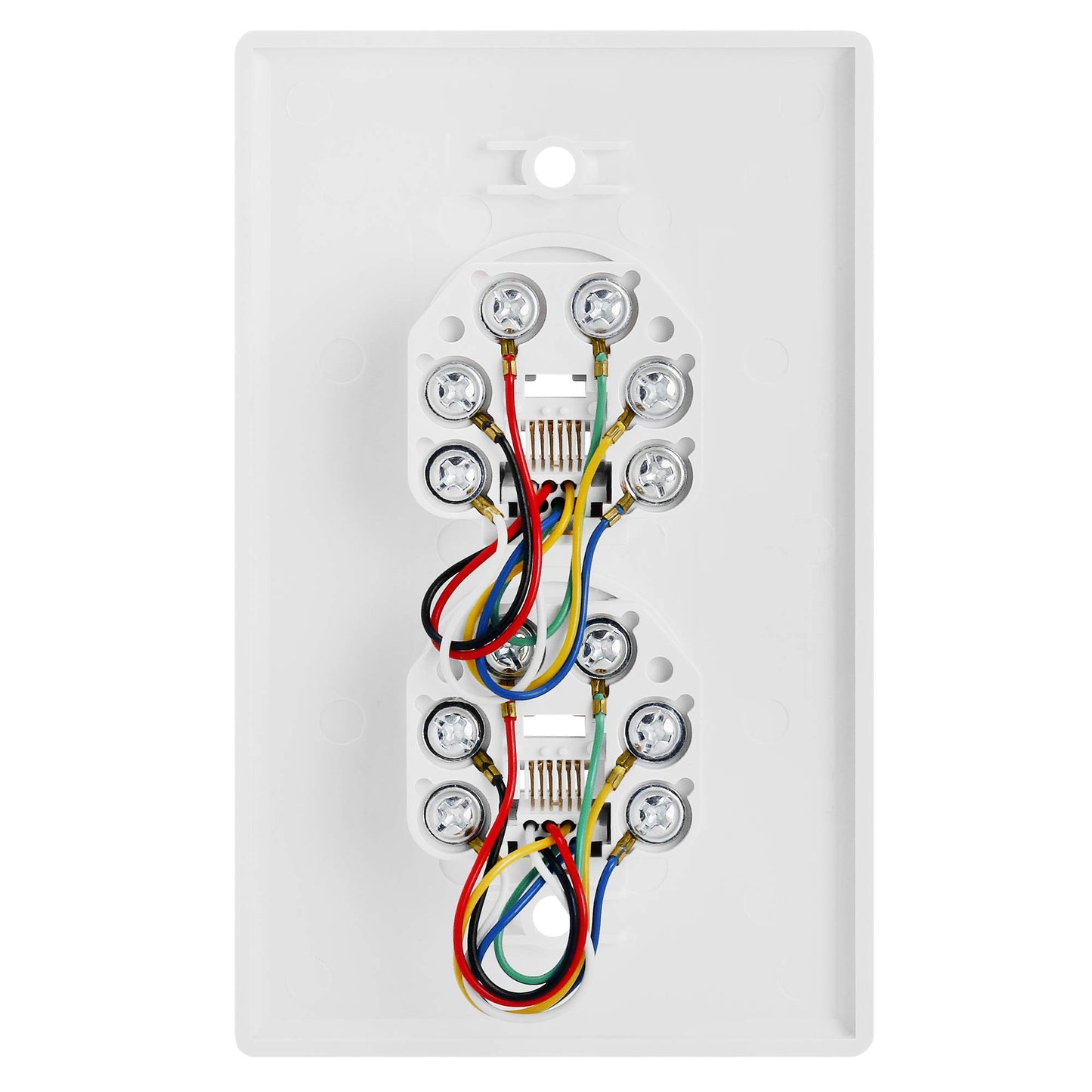 Cmple - Single RJ11 Connector with 6 Conductors Phone Wall Plate Jack 6P6C Telephone Single Jack Wallplate with Screws