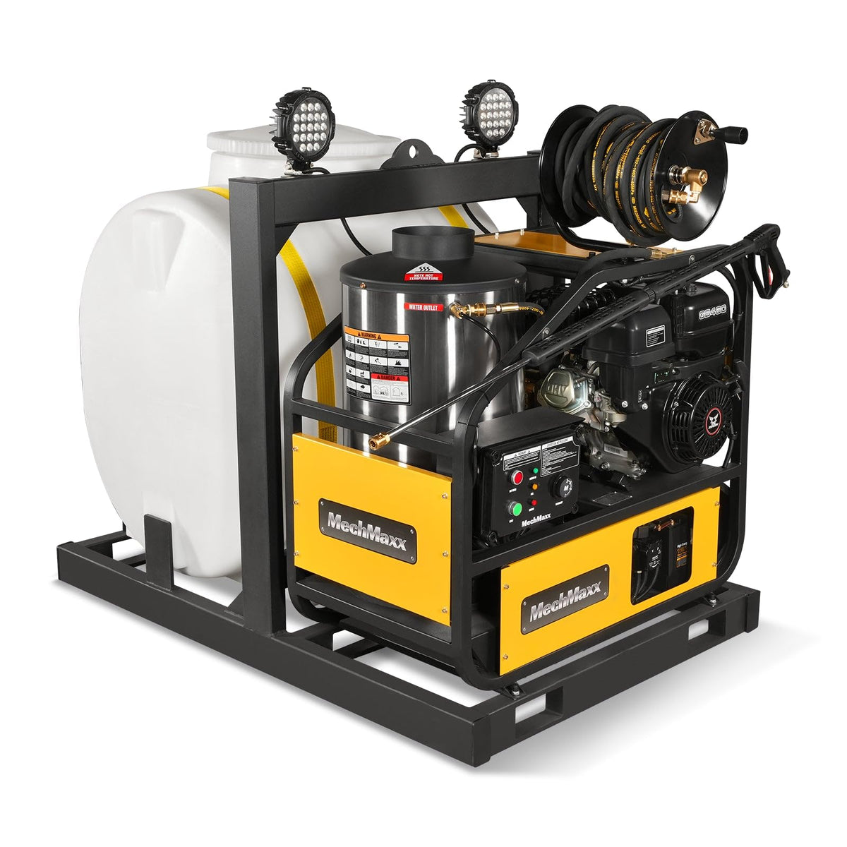 MechMaxx 4000 PSI 4 GPM 420cc 13.4HP E-Start Gas Engine Hot Water Pressure Washer with Hose Reel, Model HPW40D